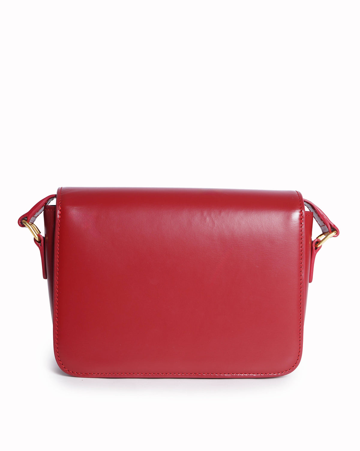 Celine Teen Small Triomphe Bag in Maroon Polished Calfskin