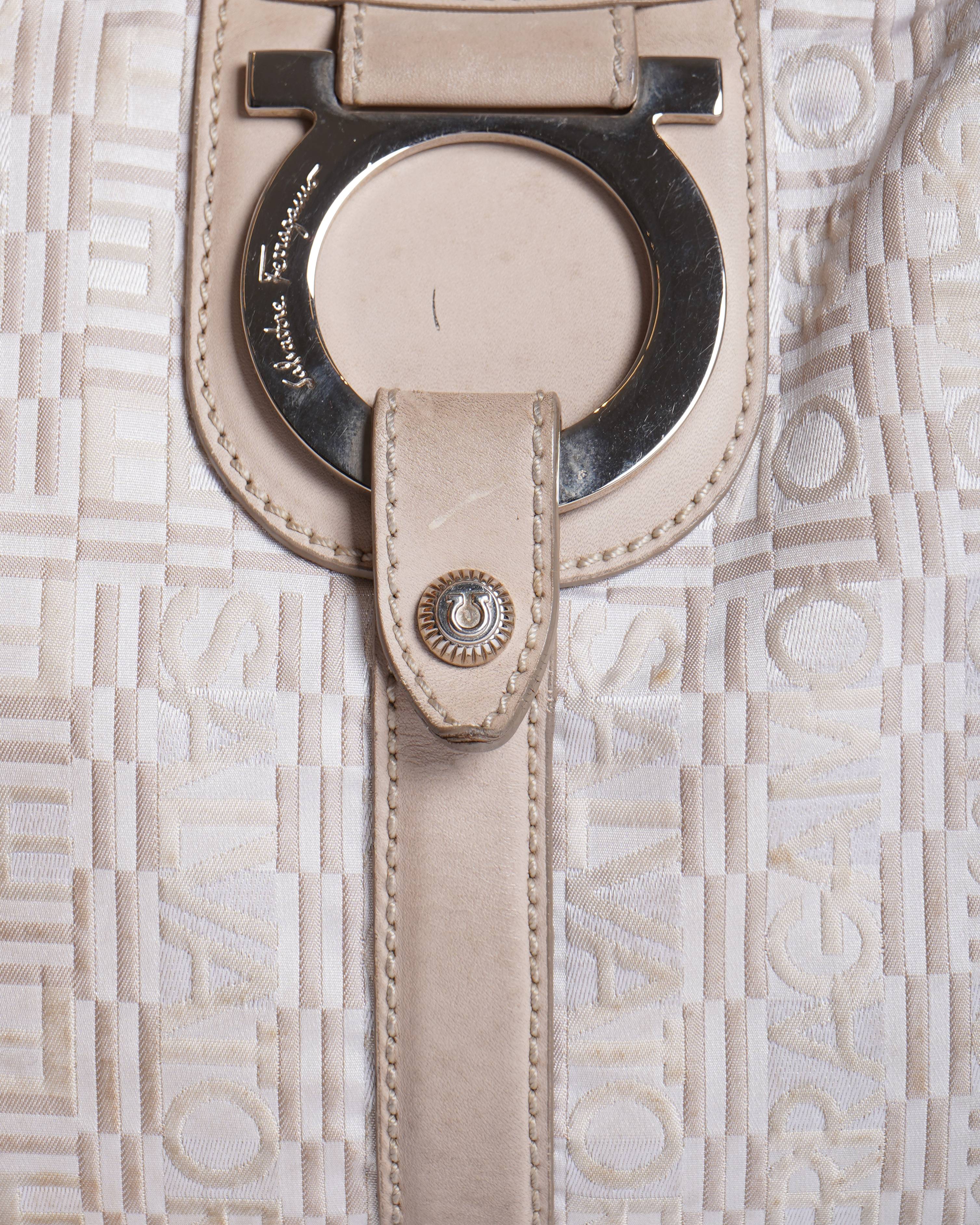 Salvatore Ferragamo Gancini Beige Shoulder Bag