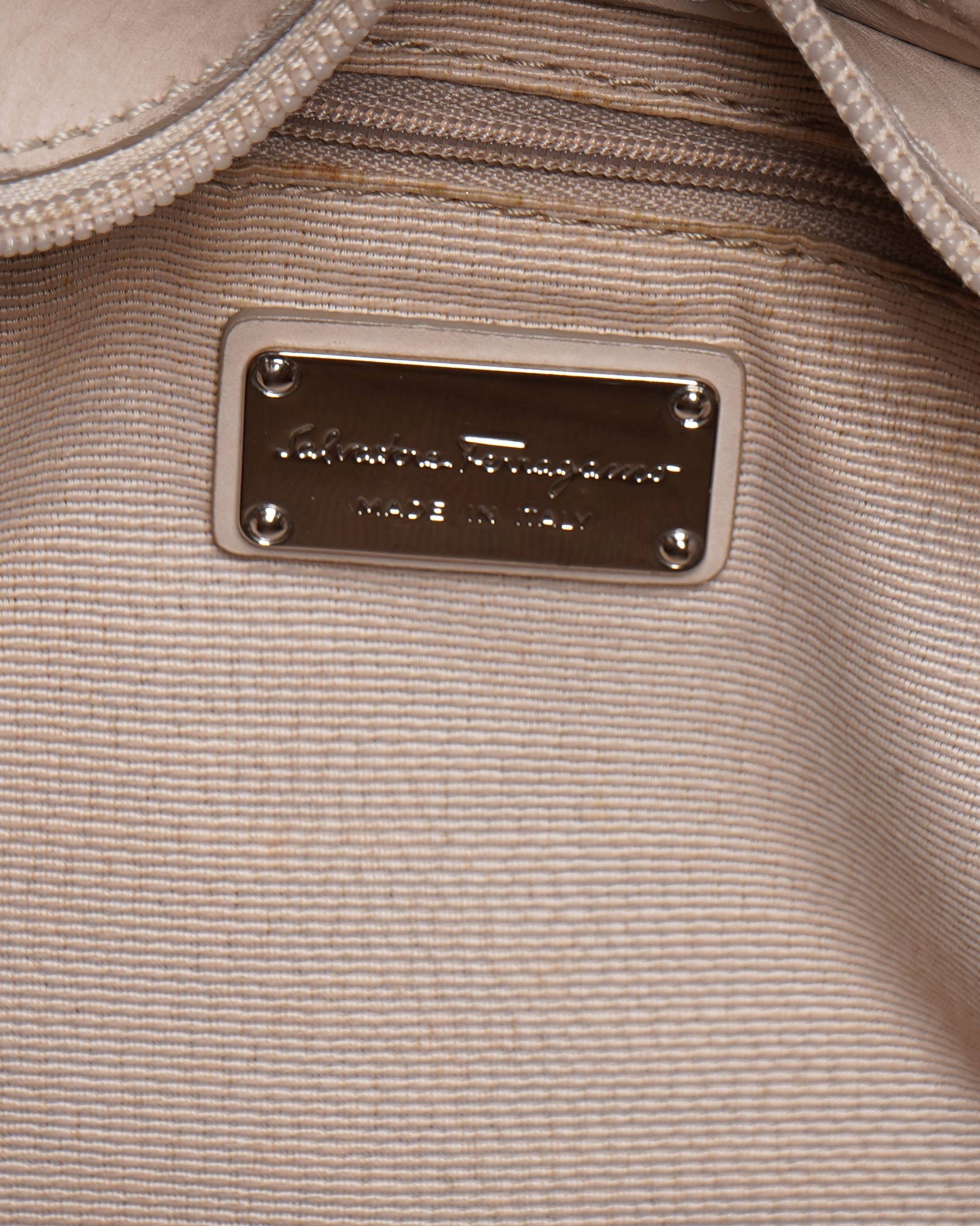 Salvatore Ferragamo Gancini Beige Shoulder Bag