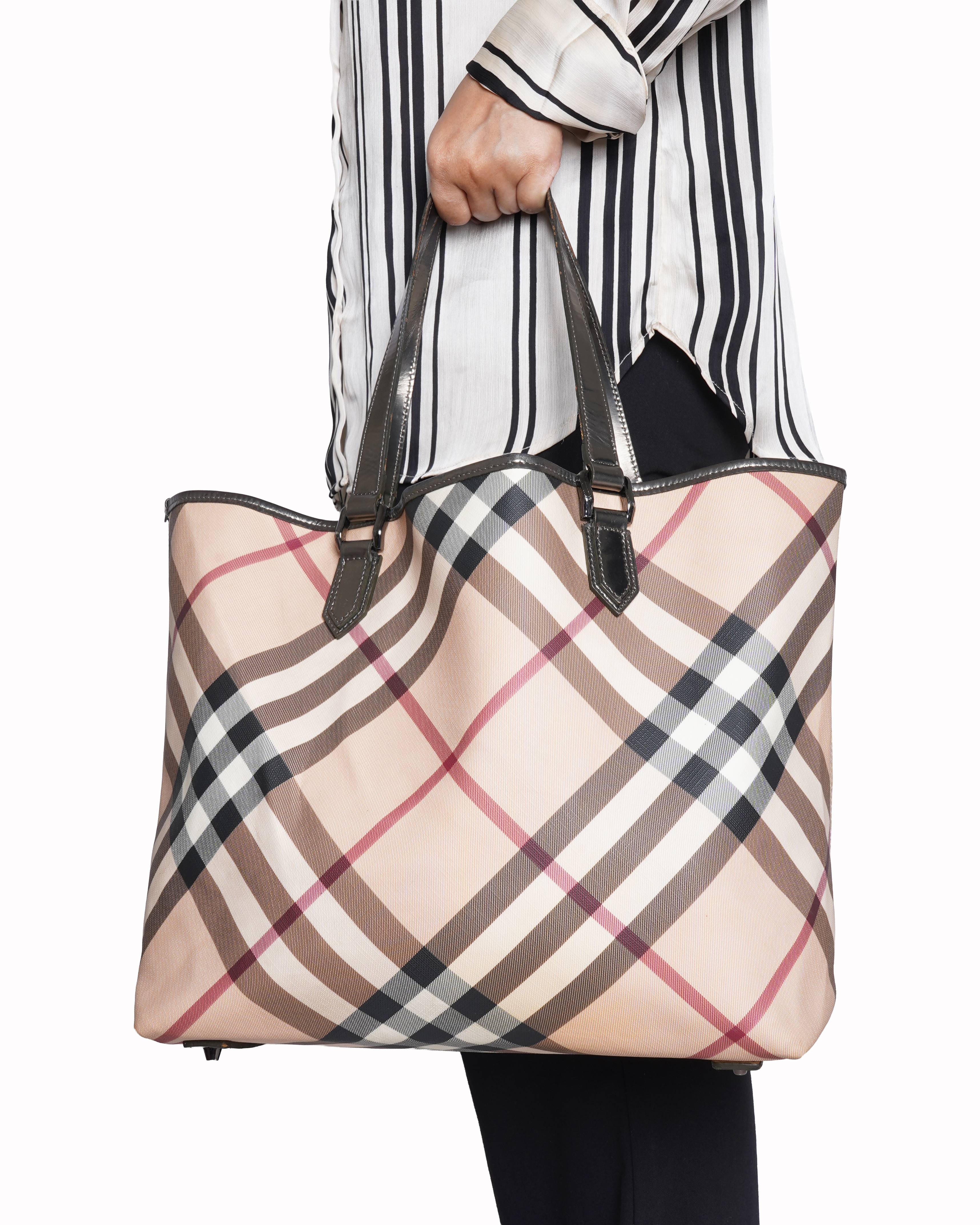 Burberry Supernova Check Canvas Tote