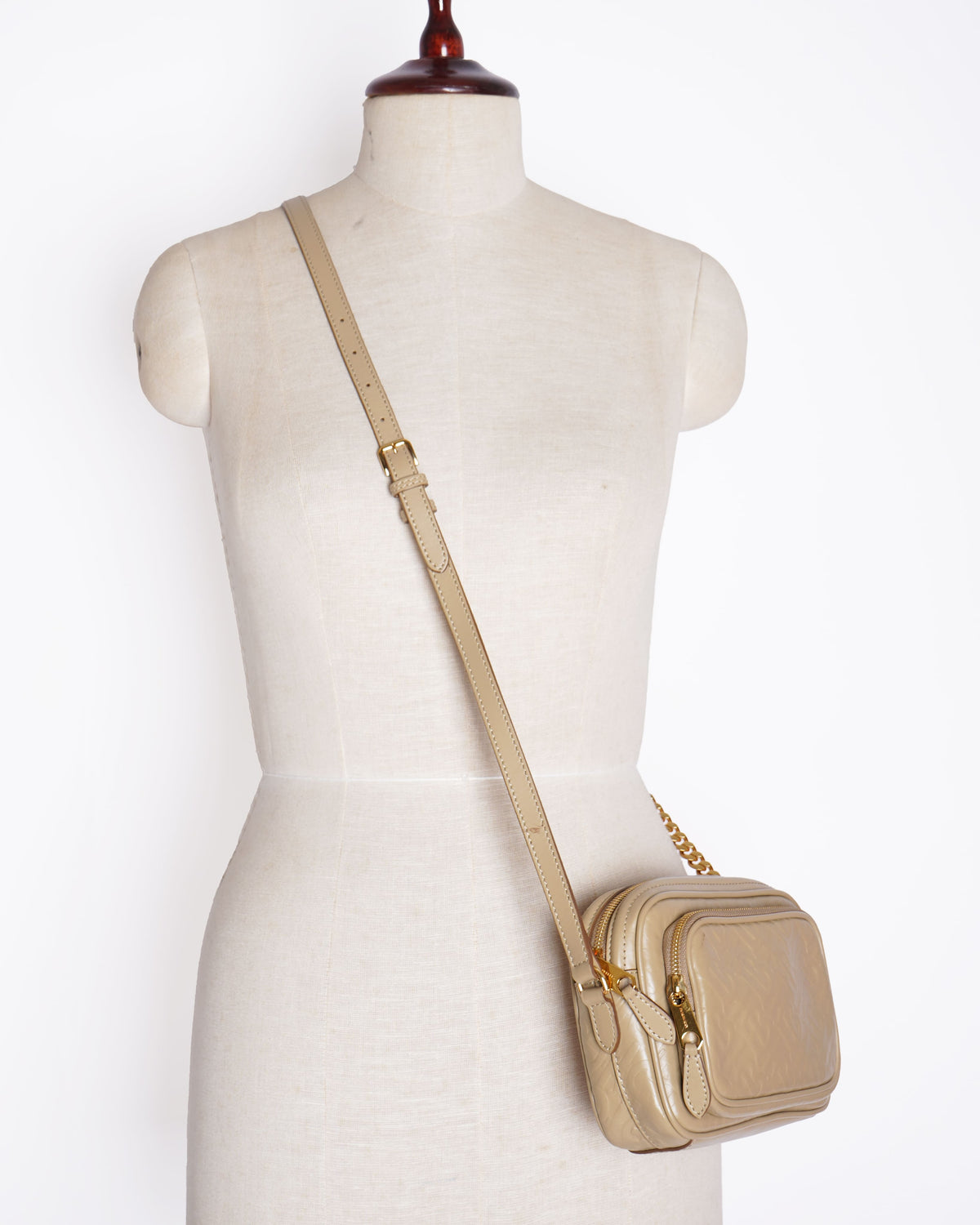 Burberry TB Bag Leather Crossbody In Beige