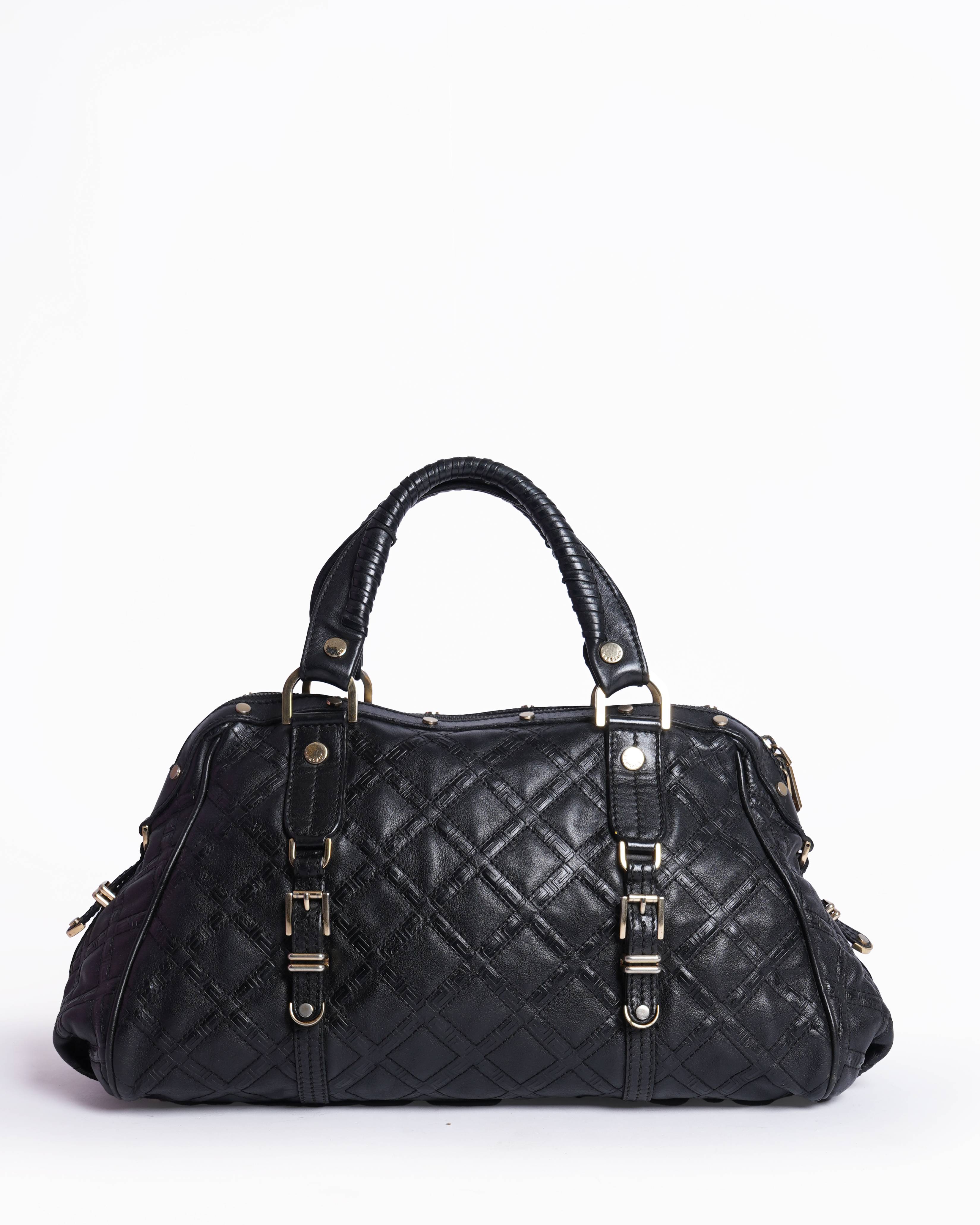 Versace 
Authentic Versace Iconic Leather Handbag in Black