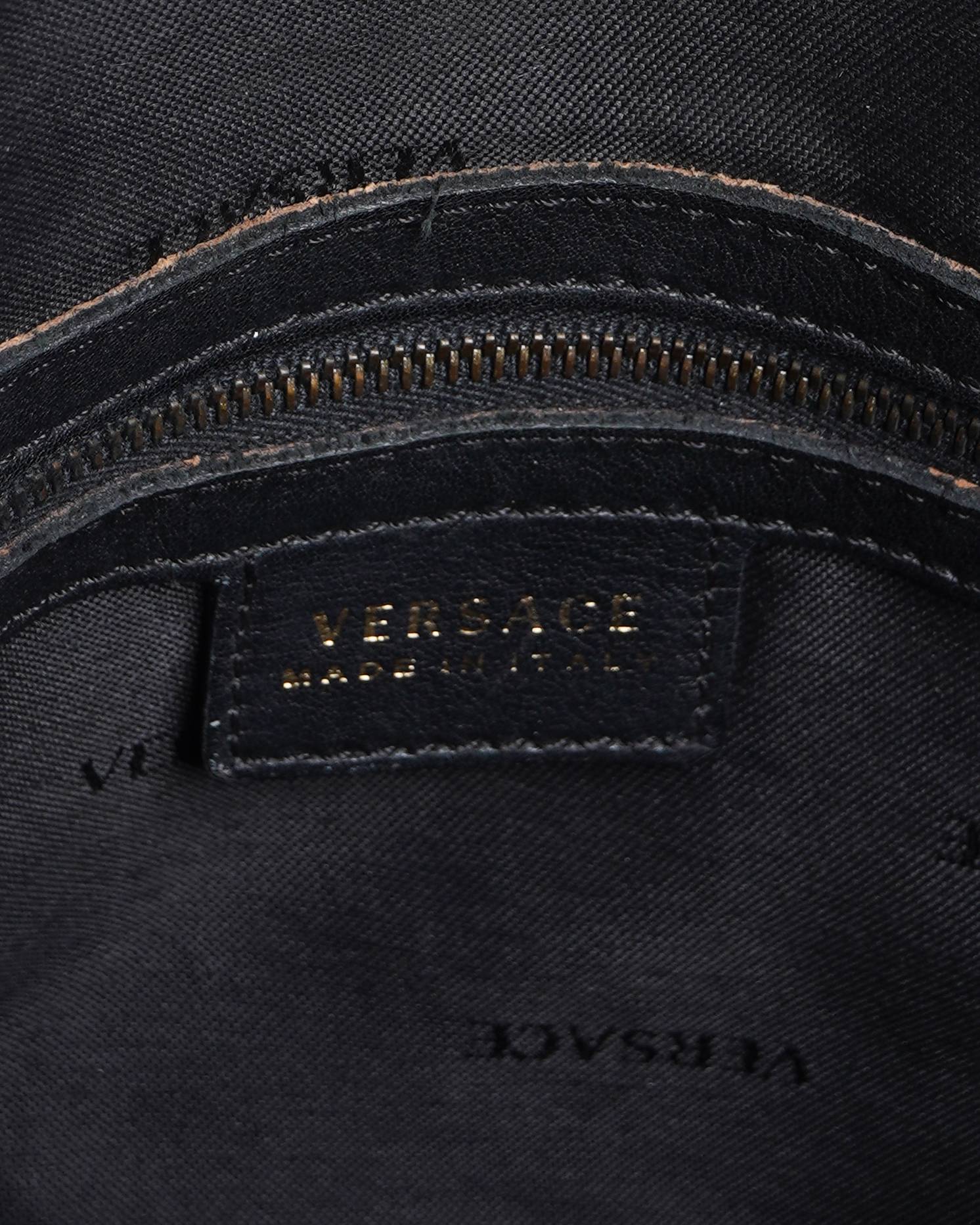 Versace 
Authentic Versace Iconic Leather Handbag in Black