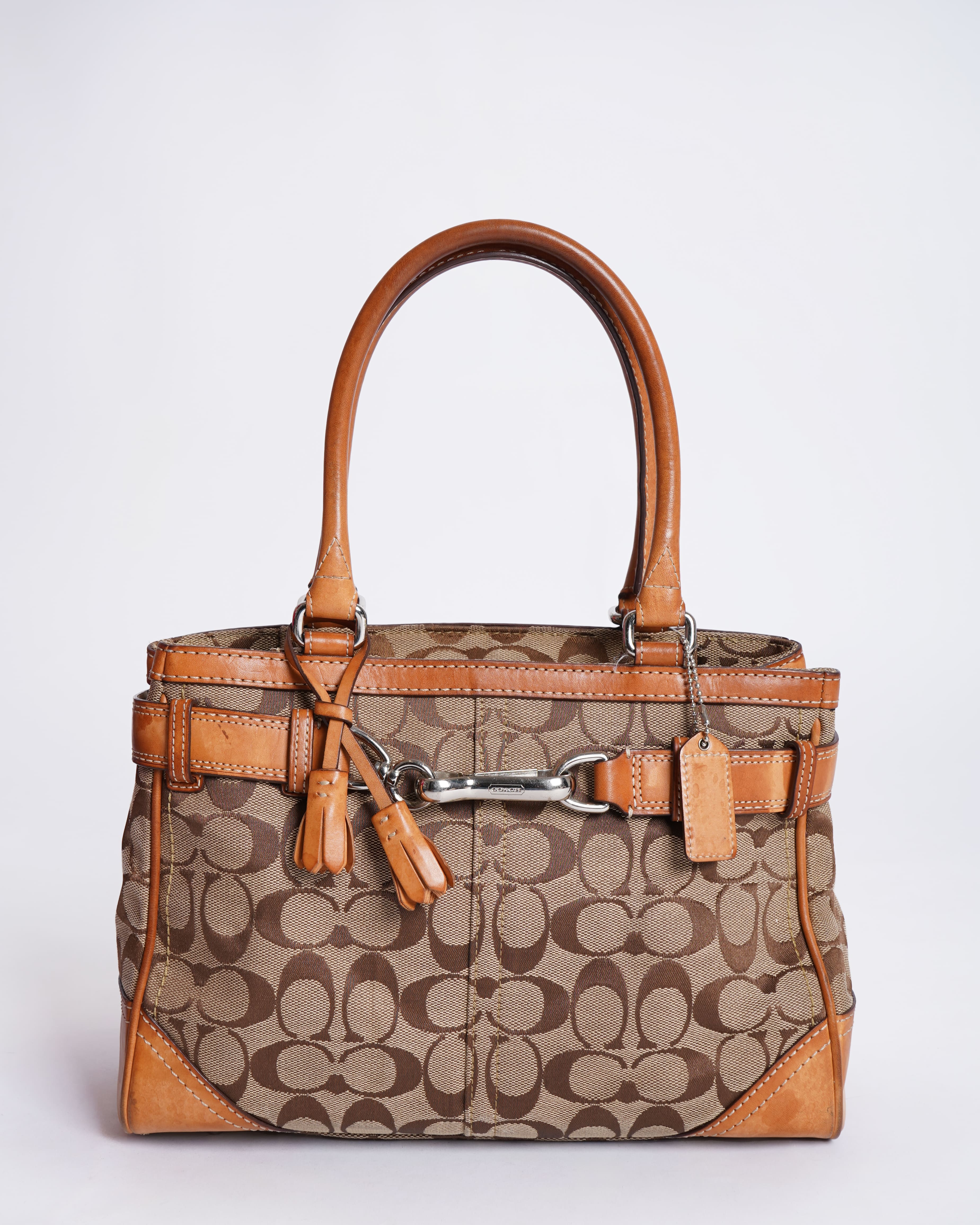 Coach Hampton leather & canvas shoulder bag