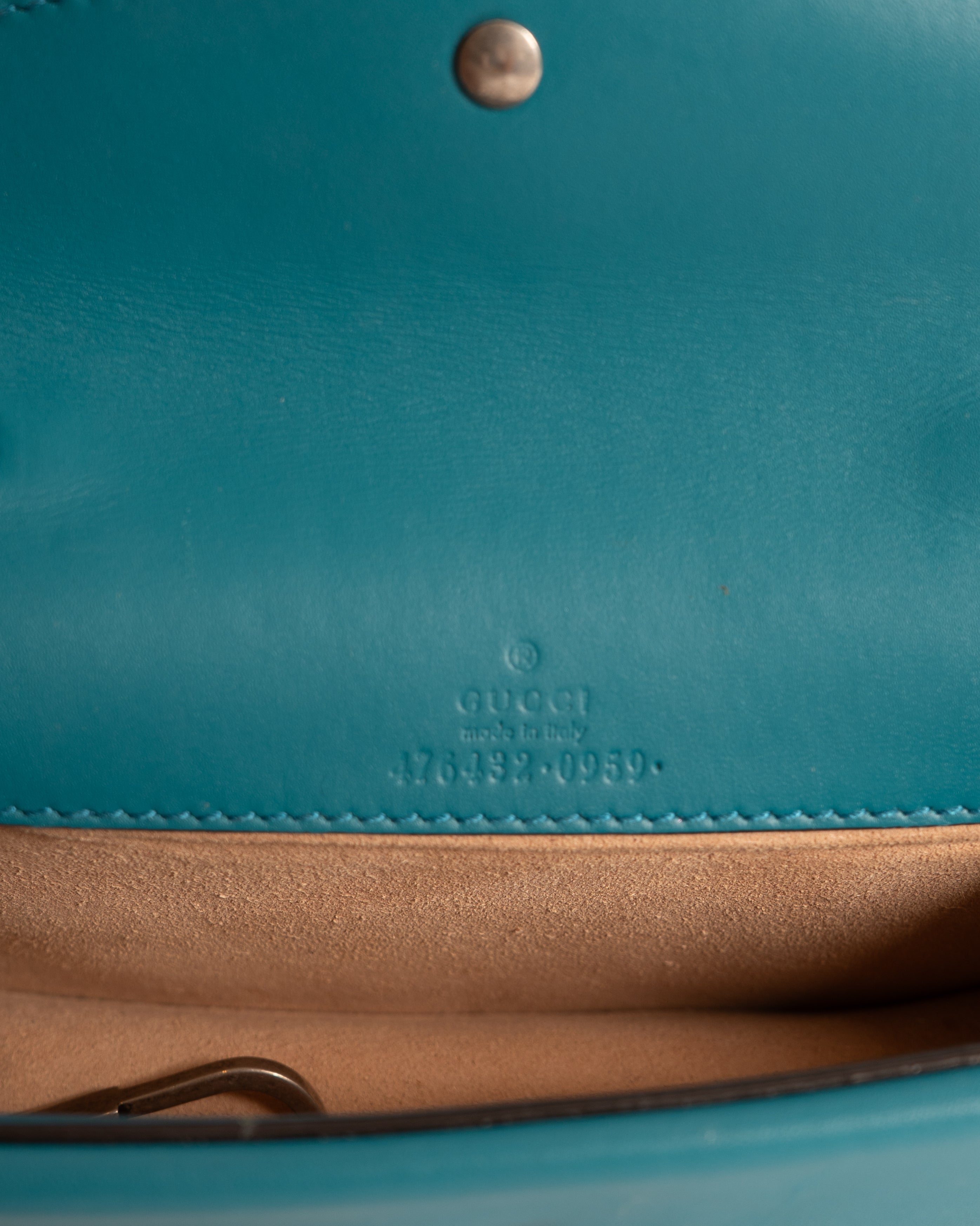 Gucci Dionysus Velvet Small Pavone Cyan Crossbody Bag