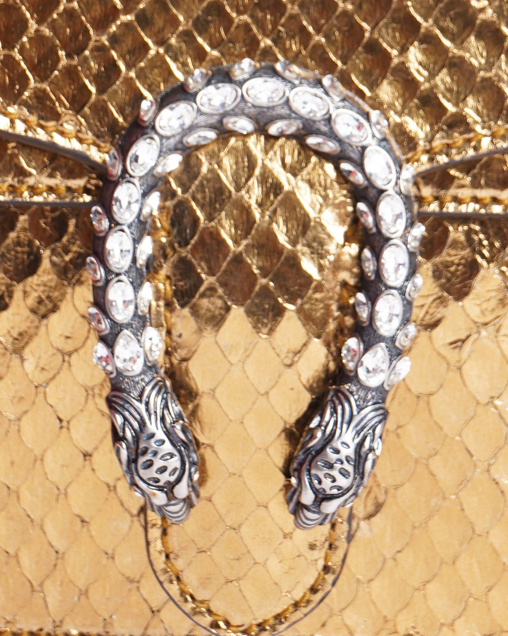 Gucci Dionysus Mini Python Shoulder Bag In Gold Tone