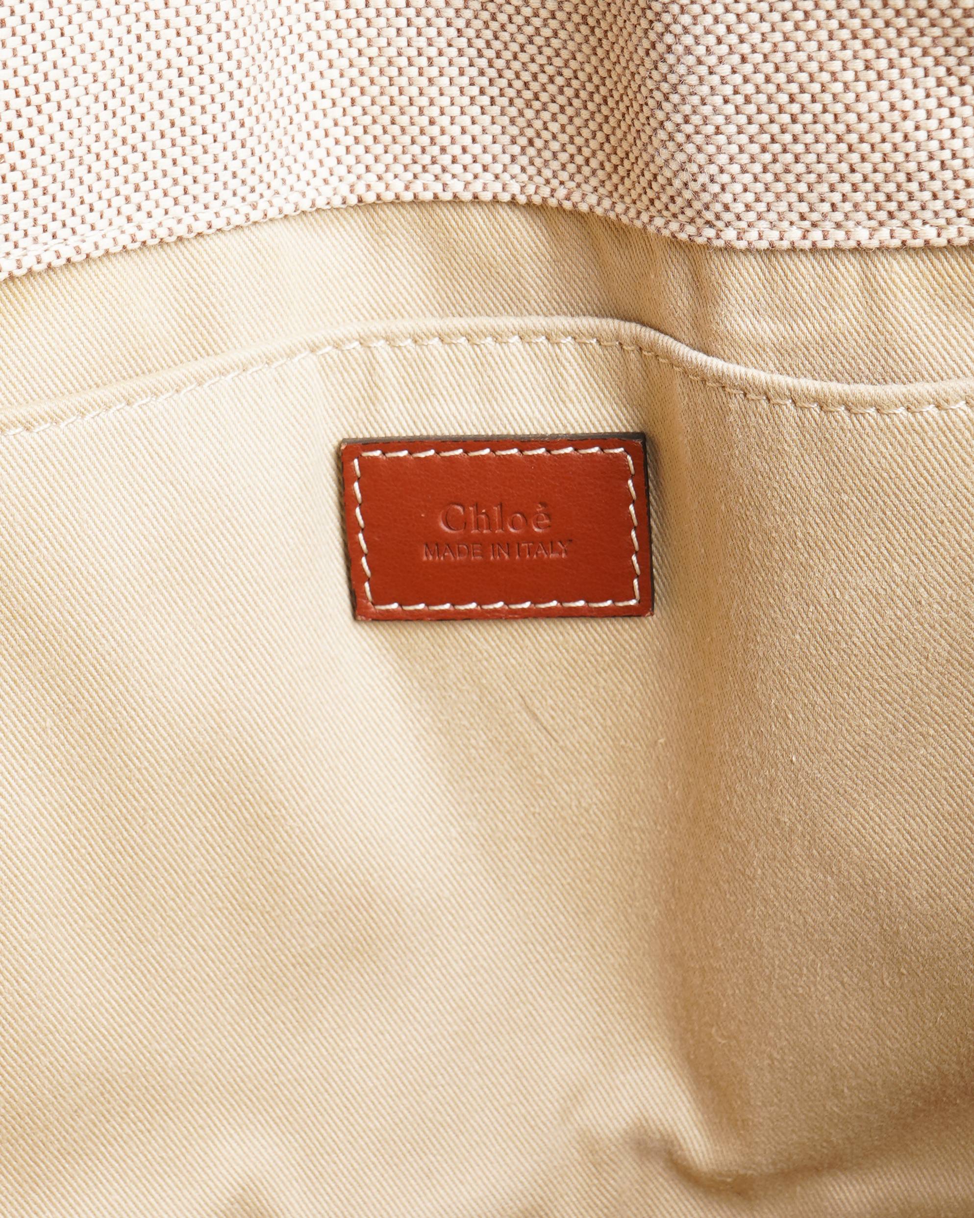 Chloé Large Woody Linen Tote Bag