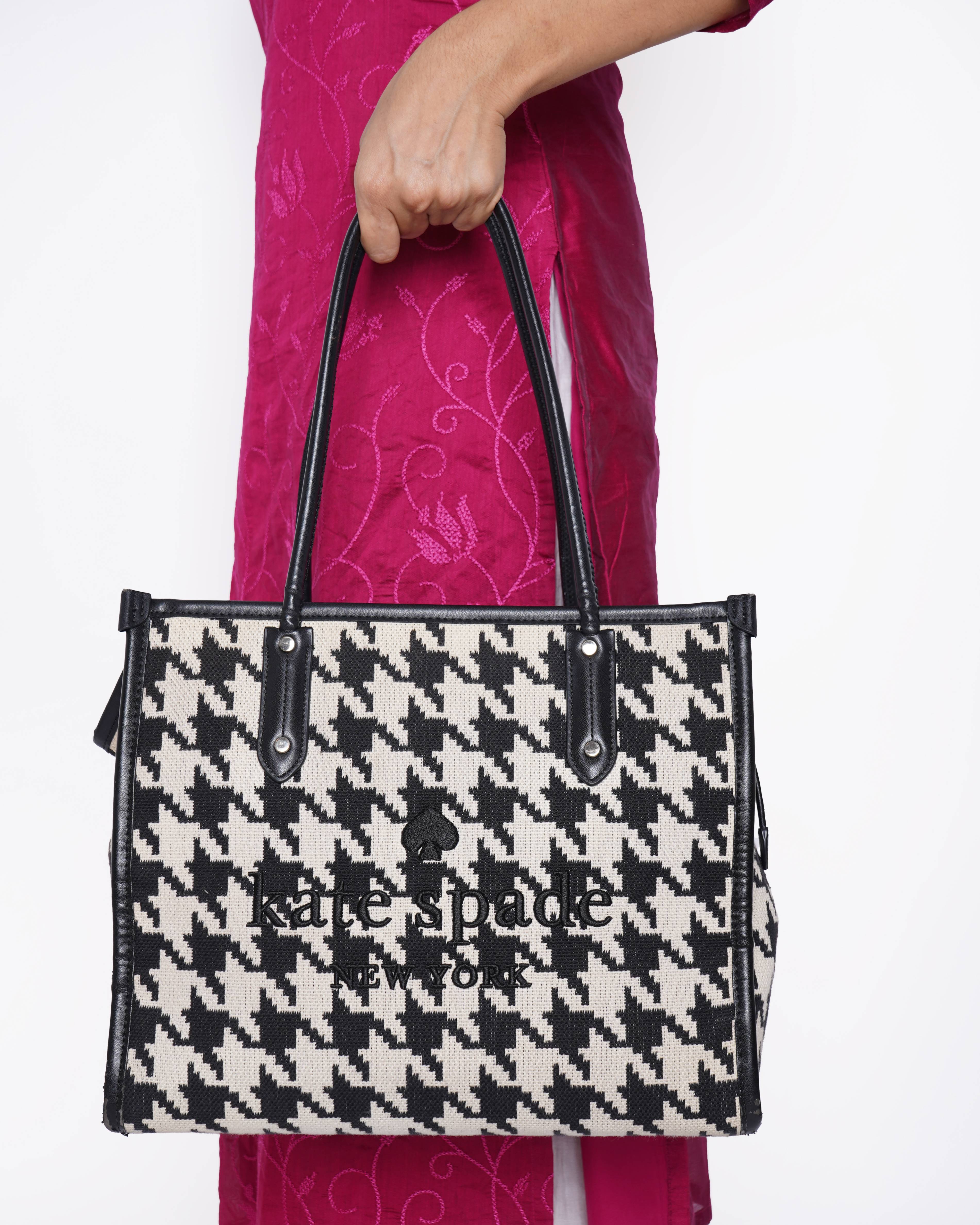 Kate Spade Houndstooth Ella Jacquard Tote