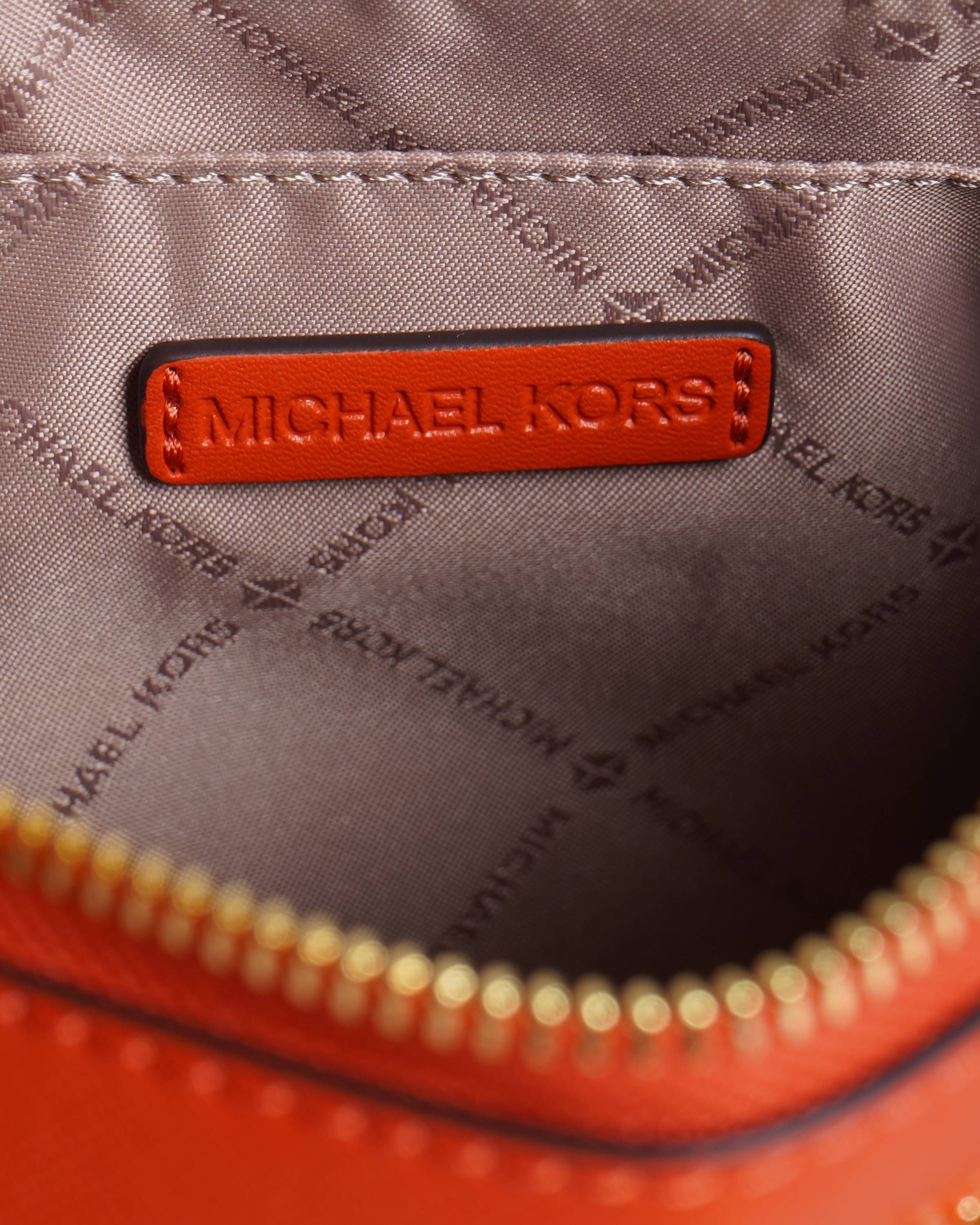 New Michael Kors Small Crossbody Leather Handbag with Tech Purse Poppy