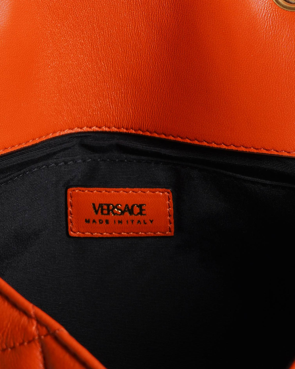 New Versace orange quilted medusa shoulder bag