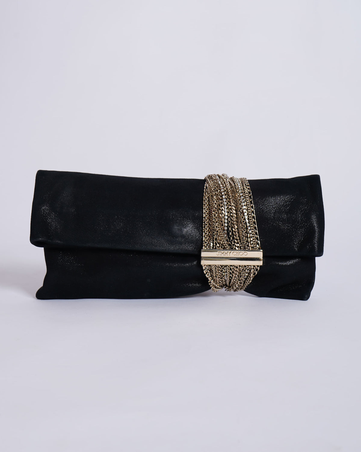 Jimmy Choo Chandra Crystal Embellished Bracelet Suede Clutch