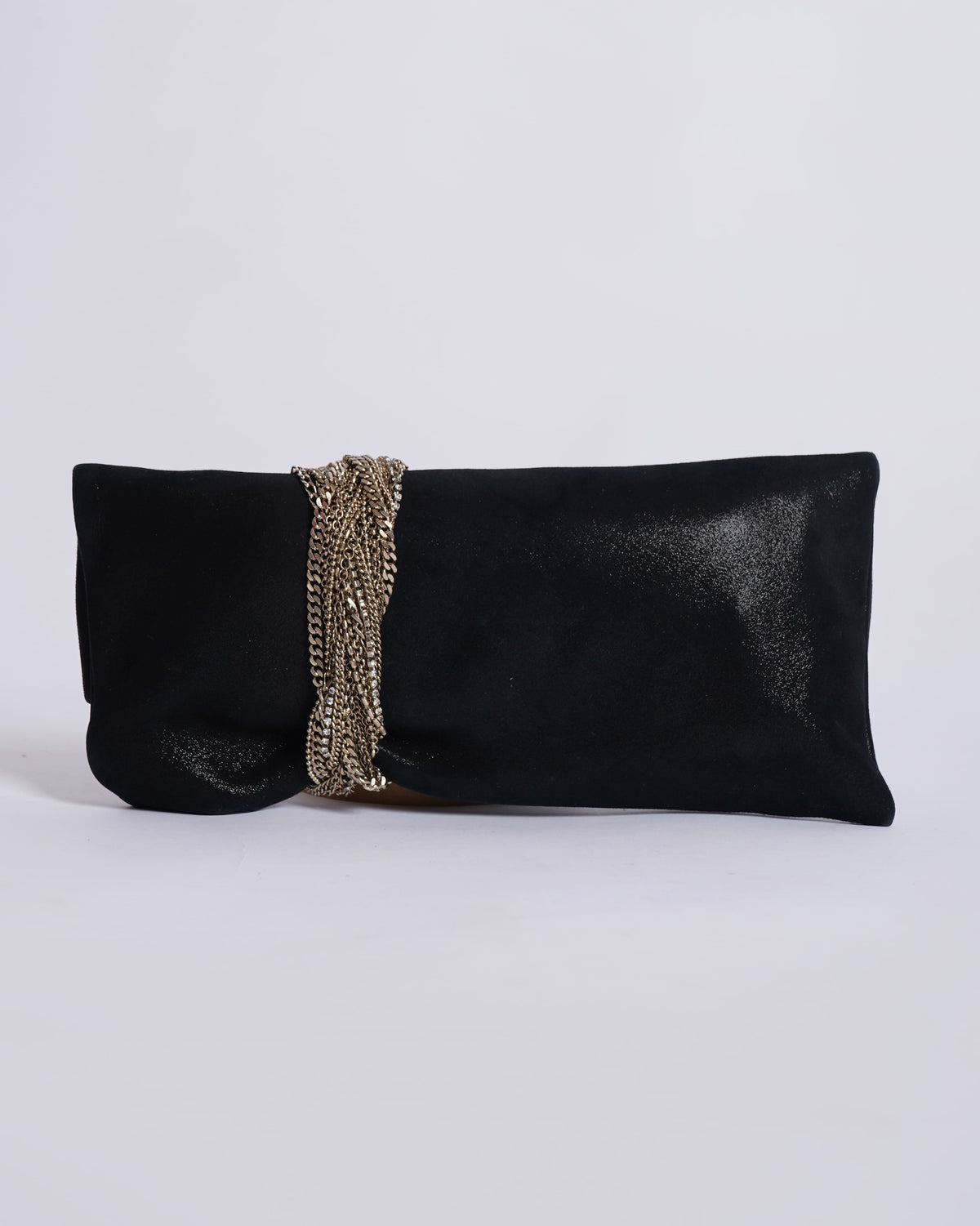 Jimmy Choo Chandra Crystal Embellished Bracelet Suede Clutch