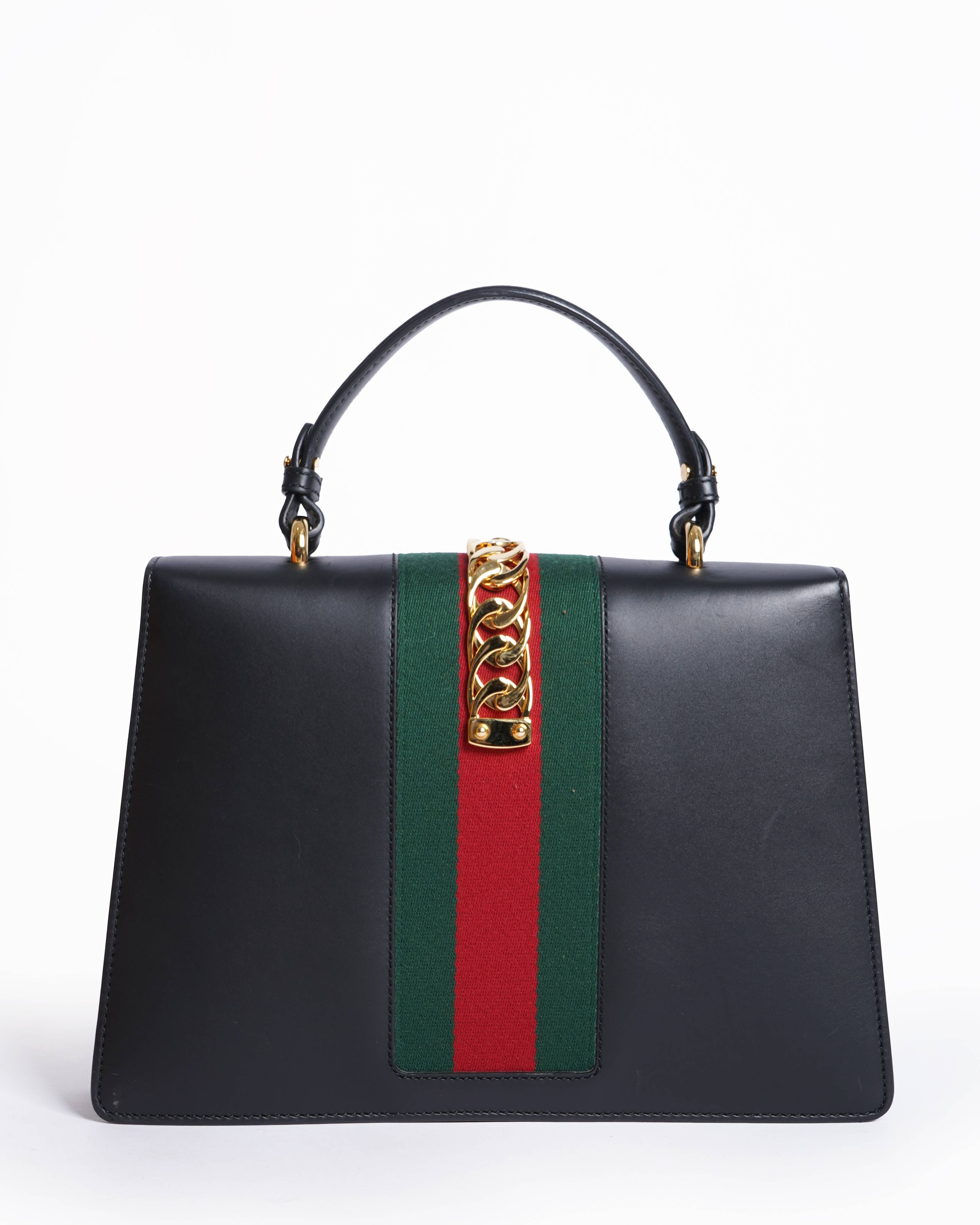 Gucci sylvie black leather handbag