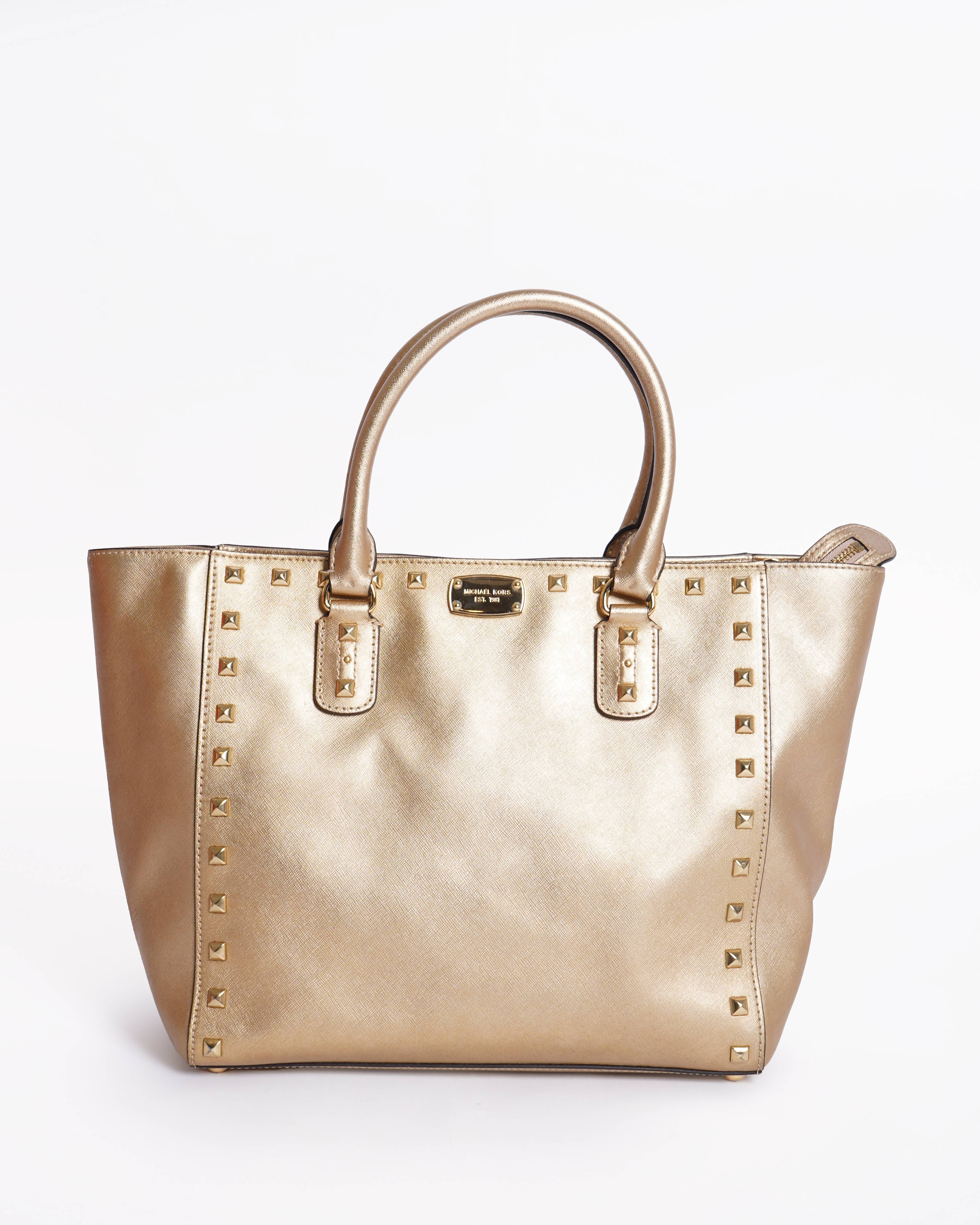 Michael kors savannah gold tote bag