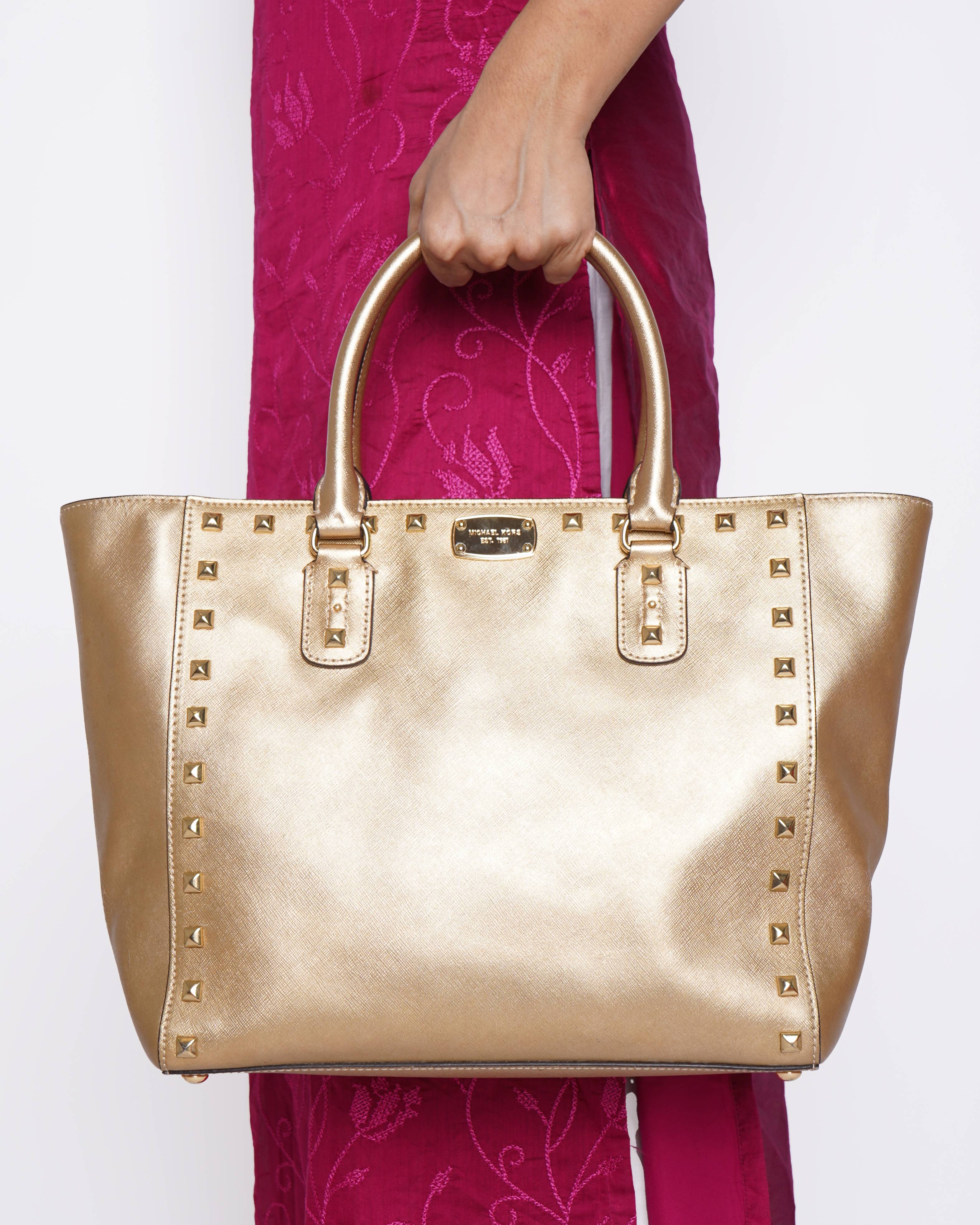 Michael kors savannah gold tote bag