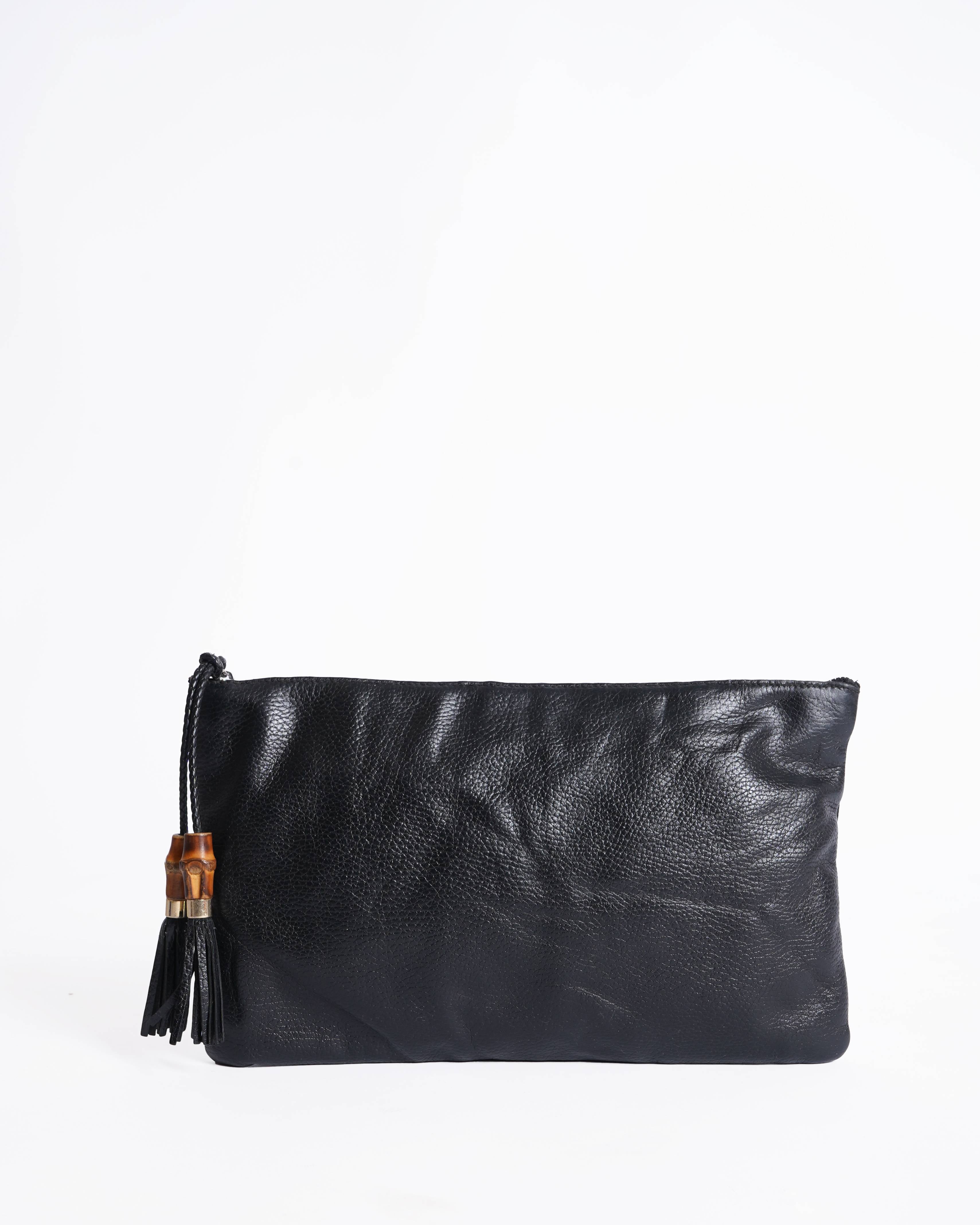 Gucci bamboo pebbled leather bag