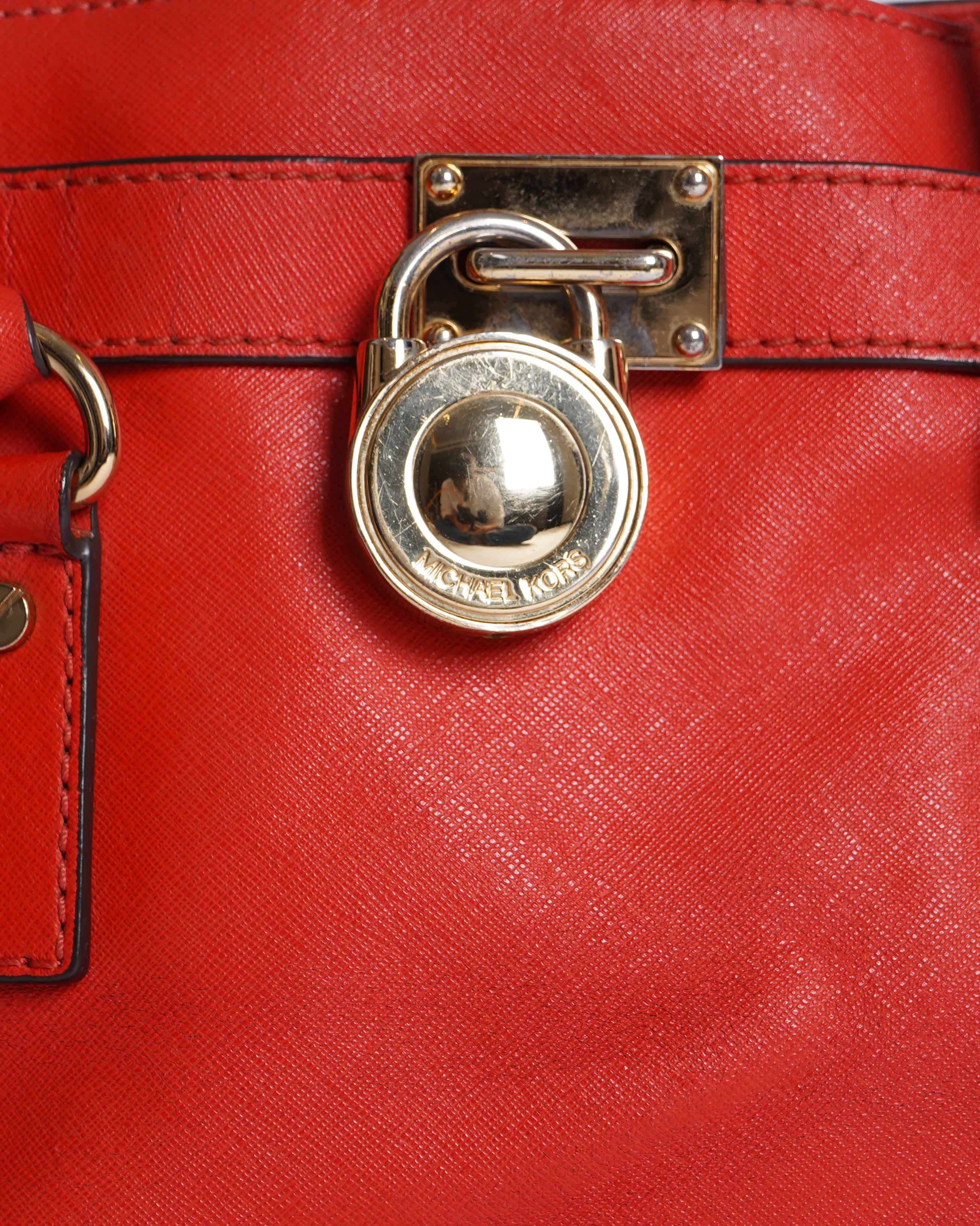 Michael Kors Red-Orange Leather Satchel Bag
