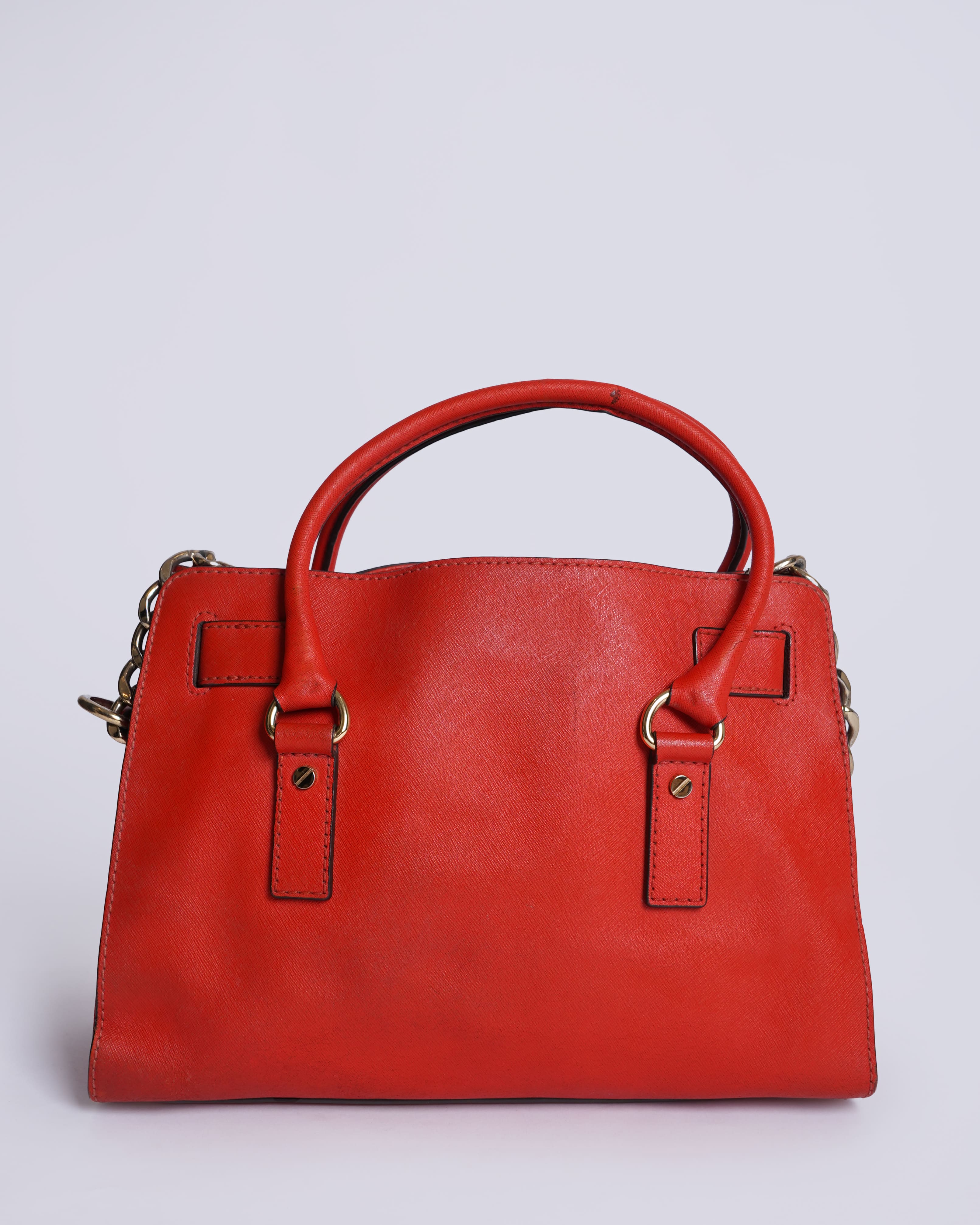 Michael Kors Red-Orange Leather Satchel Bag