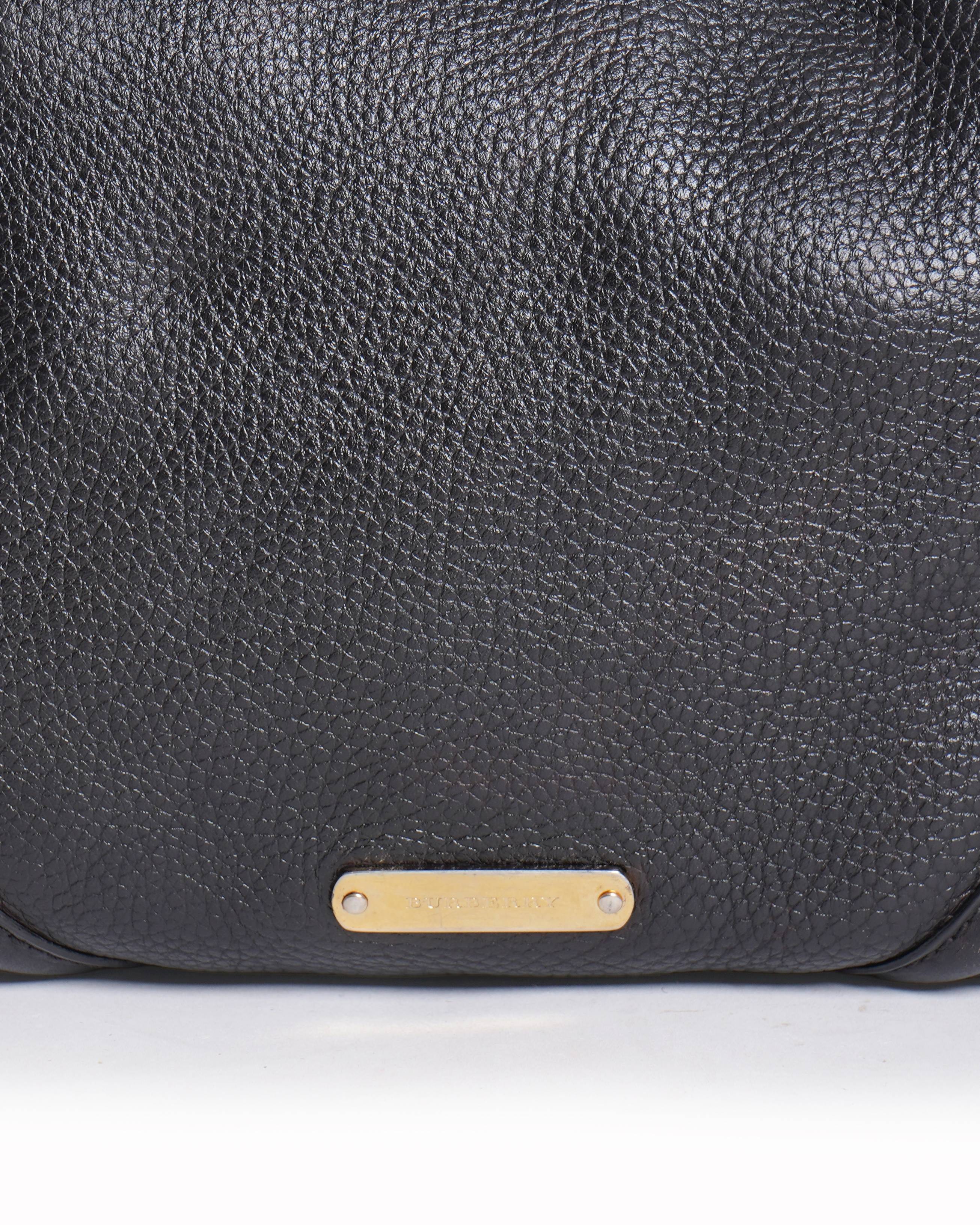 Burberry black leather tote bag