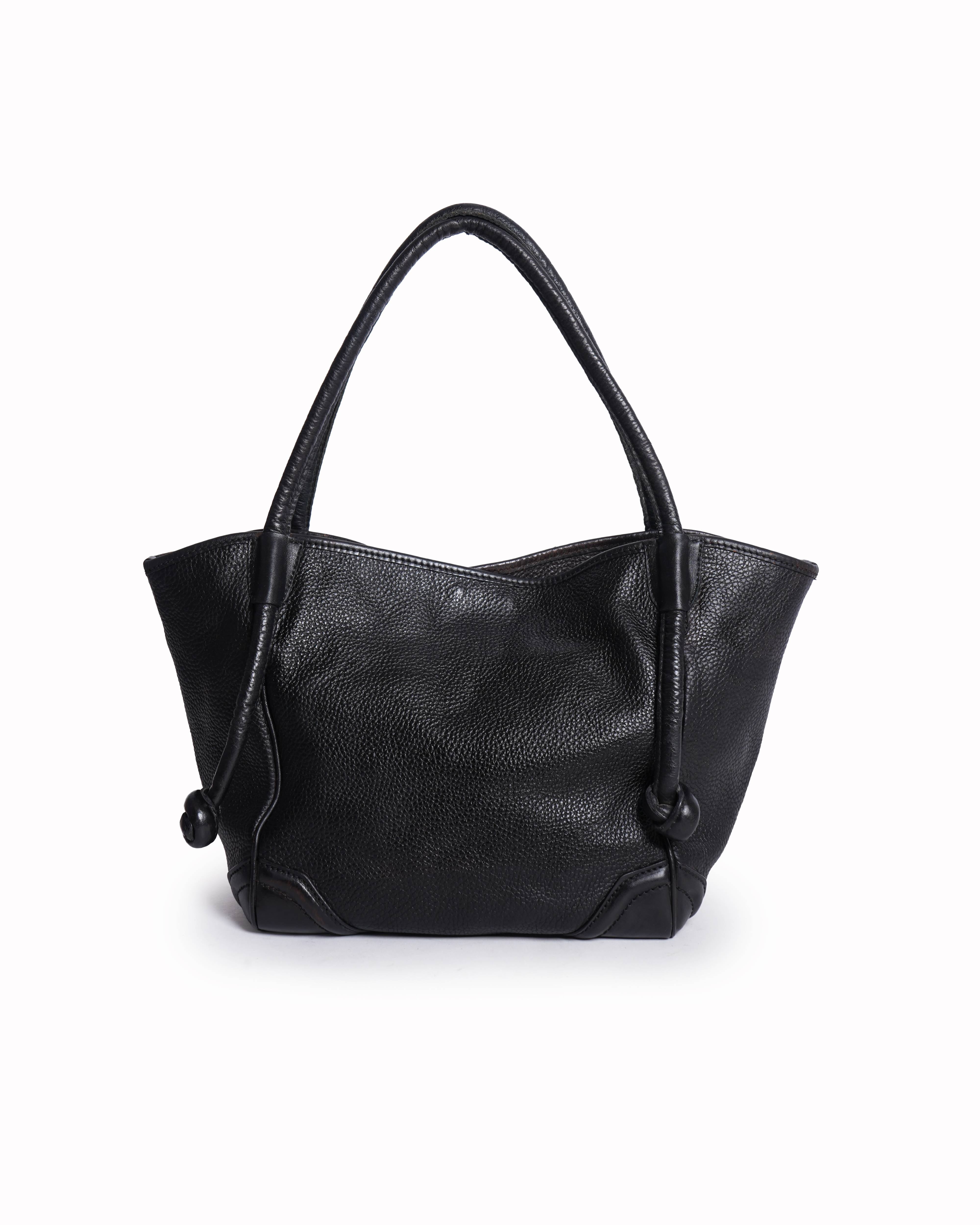 Burberry black leather tote bag