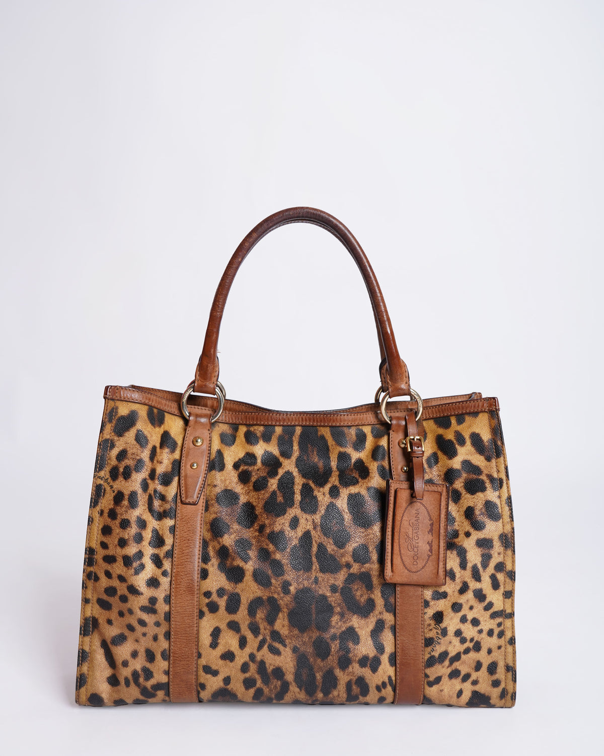 Dolce & Gabbana brown leopard print coated canvas shopper tote