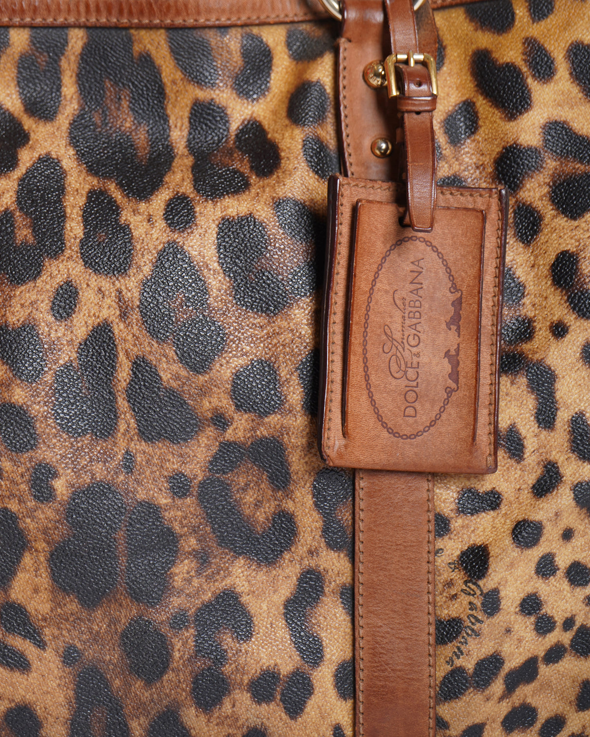 Dolce & Gabbana brown leopard print coated canvas shopper tote