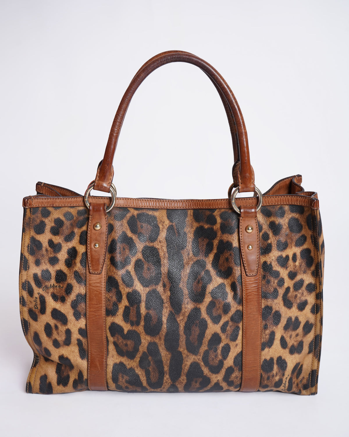 Dolce & Gabbana brown leopard print coated canvas shopper tote