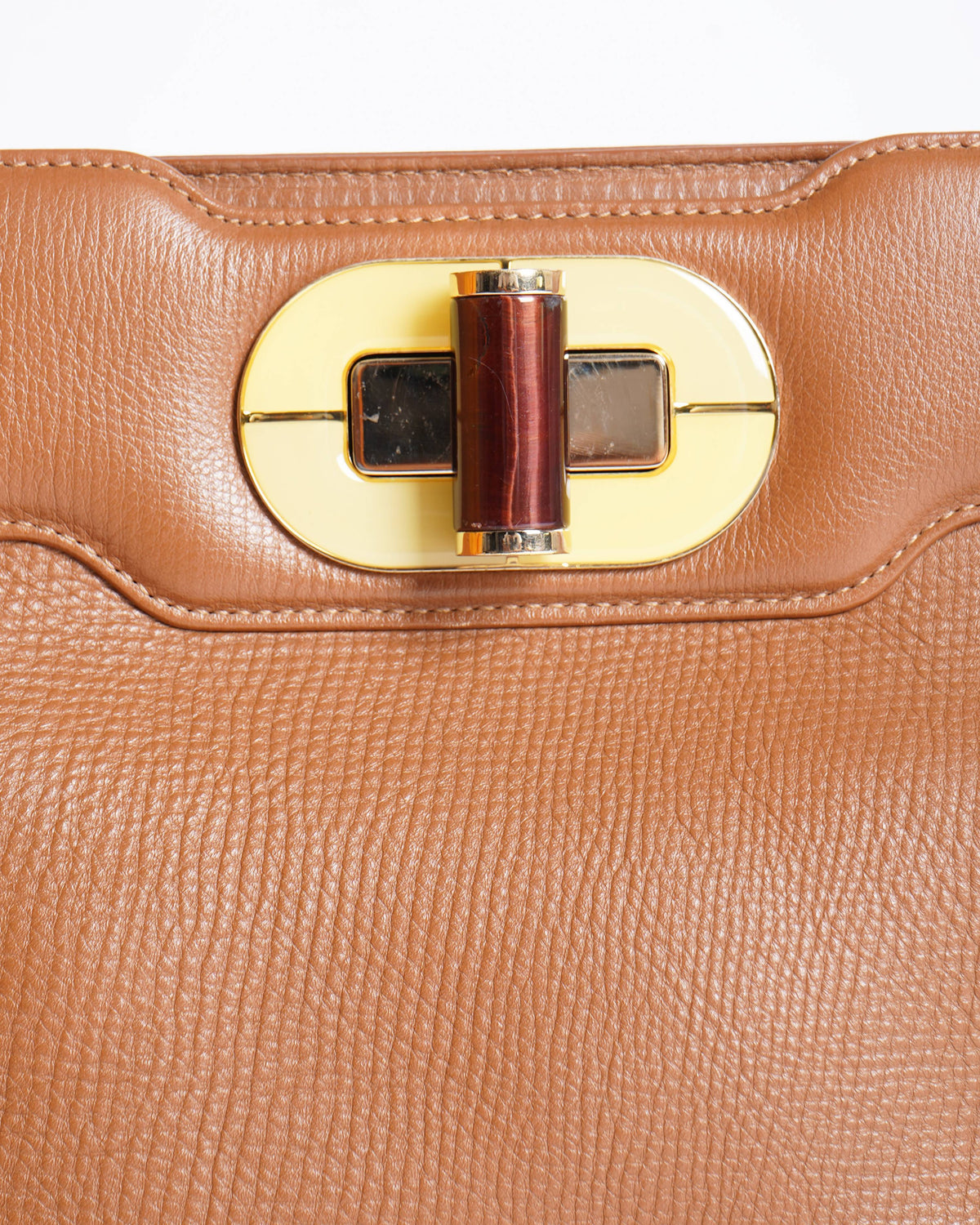 Bvlgari Isabella Rossellini Tan Leather Top Handle Bag