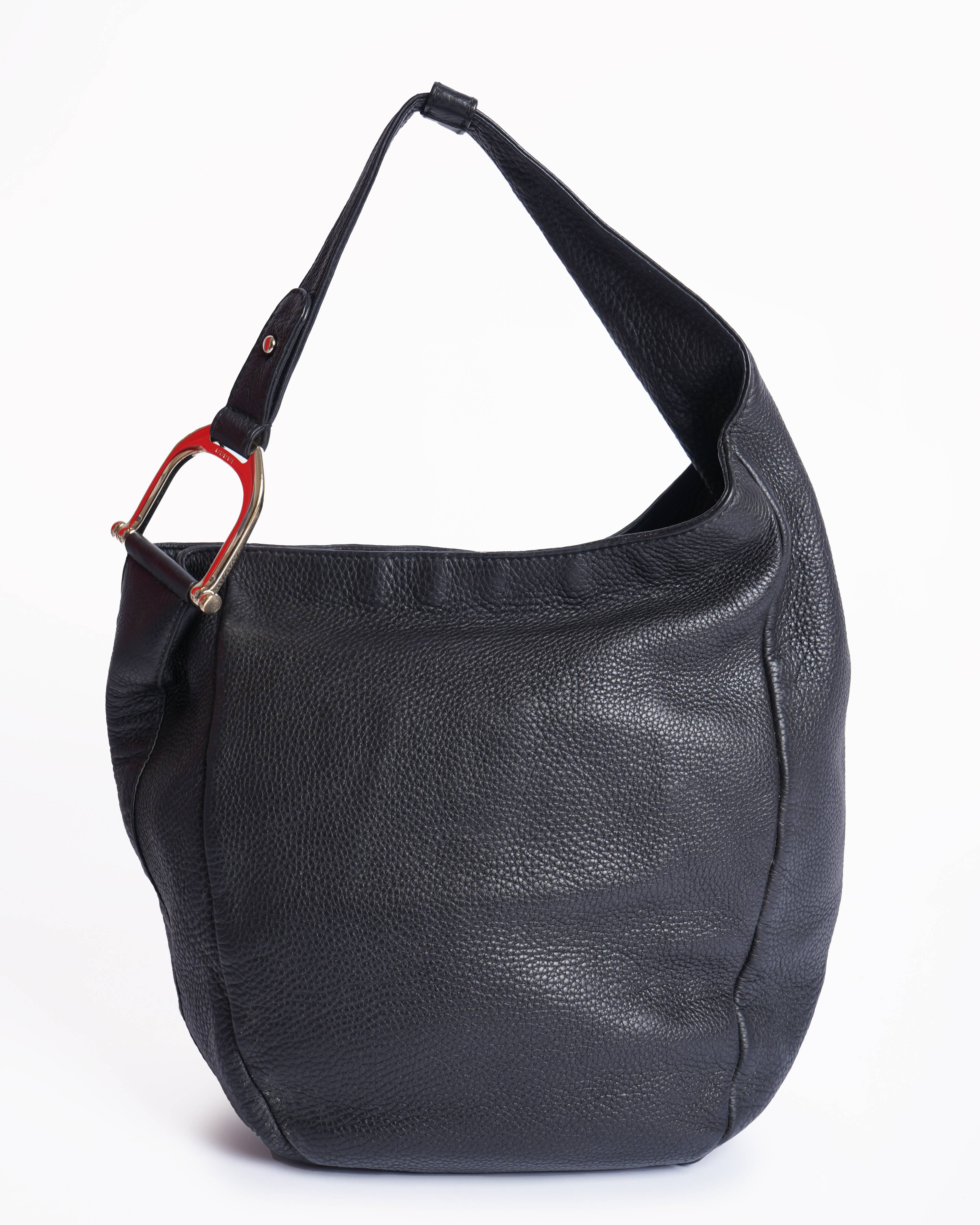 Gucci Hobo Leather Shoulder Bag Black