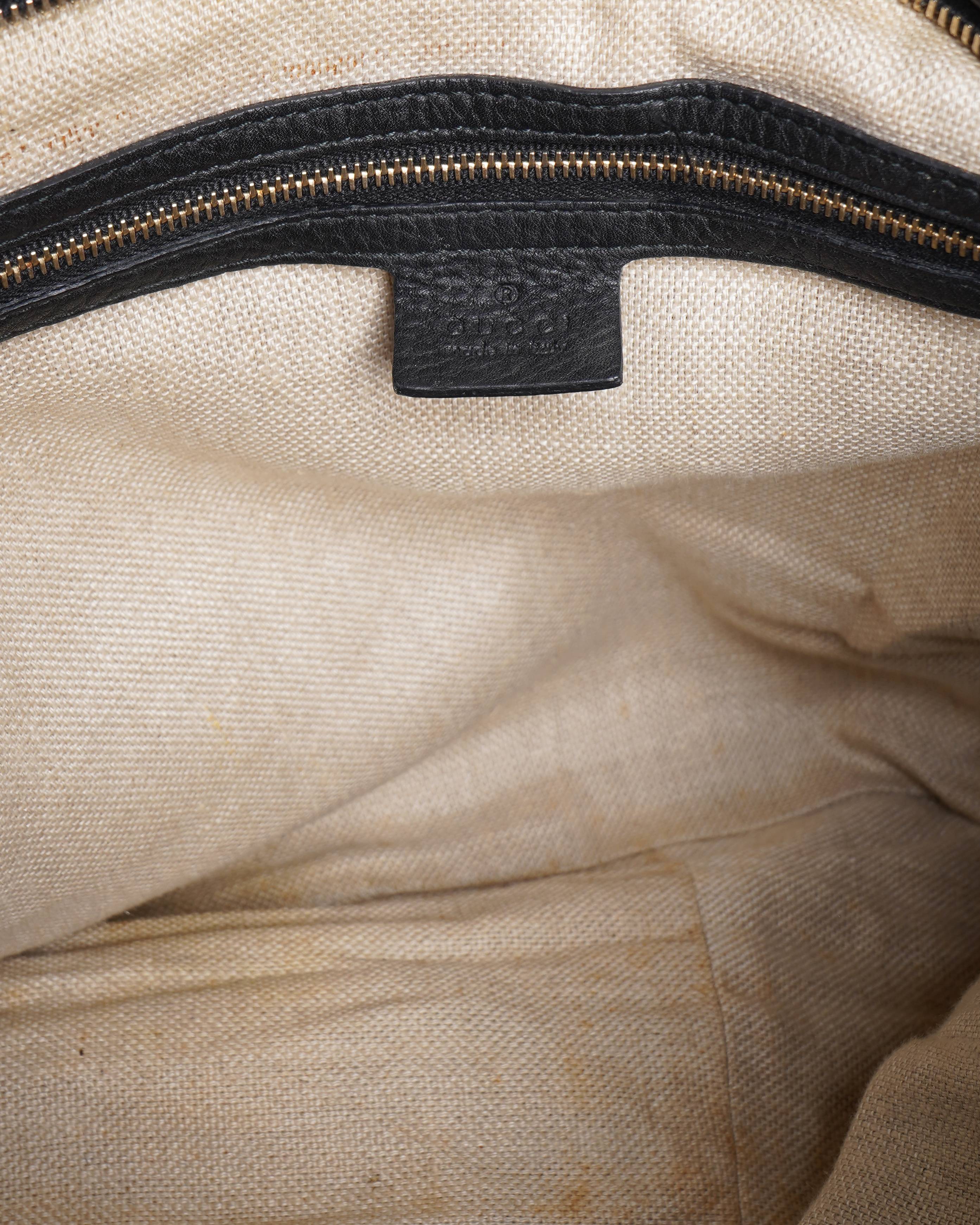 Gucci Hobo Leather Shoulder Bag Black