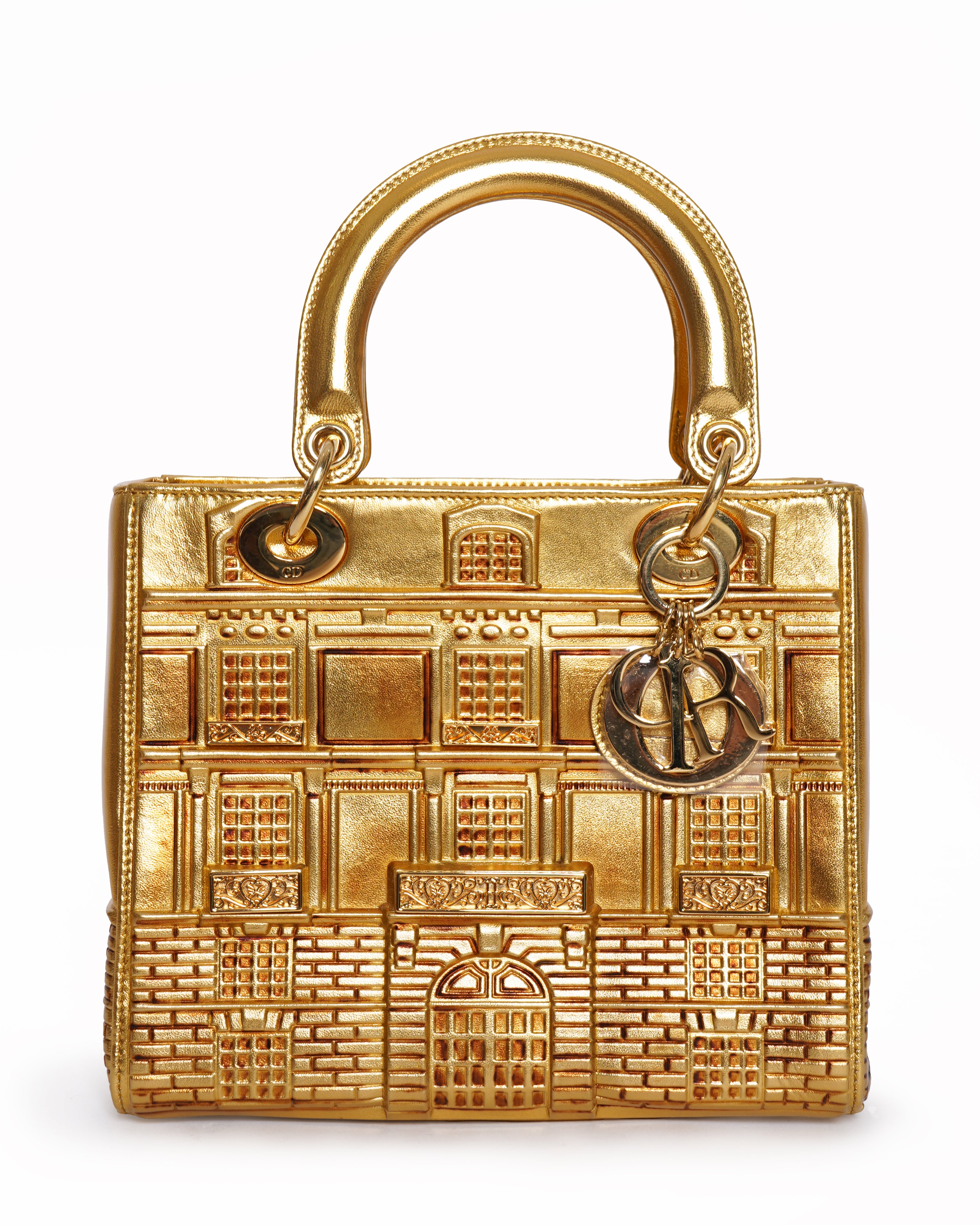 New Christian Dior Lady Dior Art Limited Edition Gold Handbag