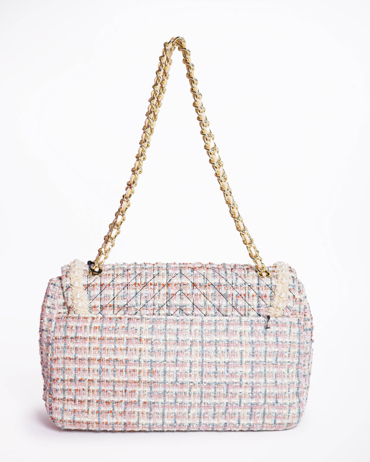 New Karl Lagerfeld Medium Pearl Shoulder Bag In Tweed