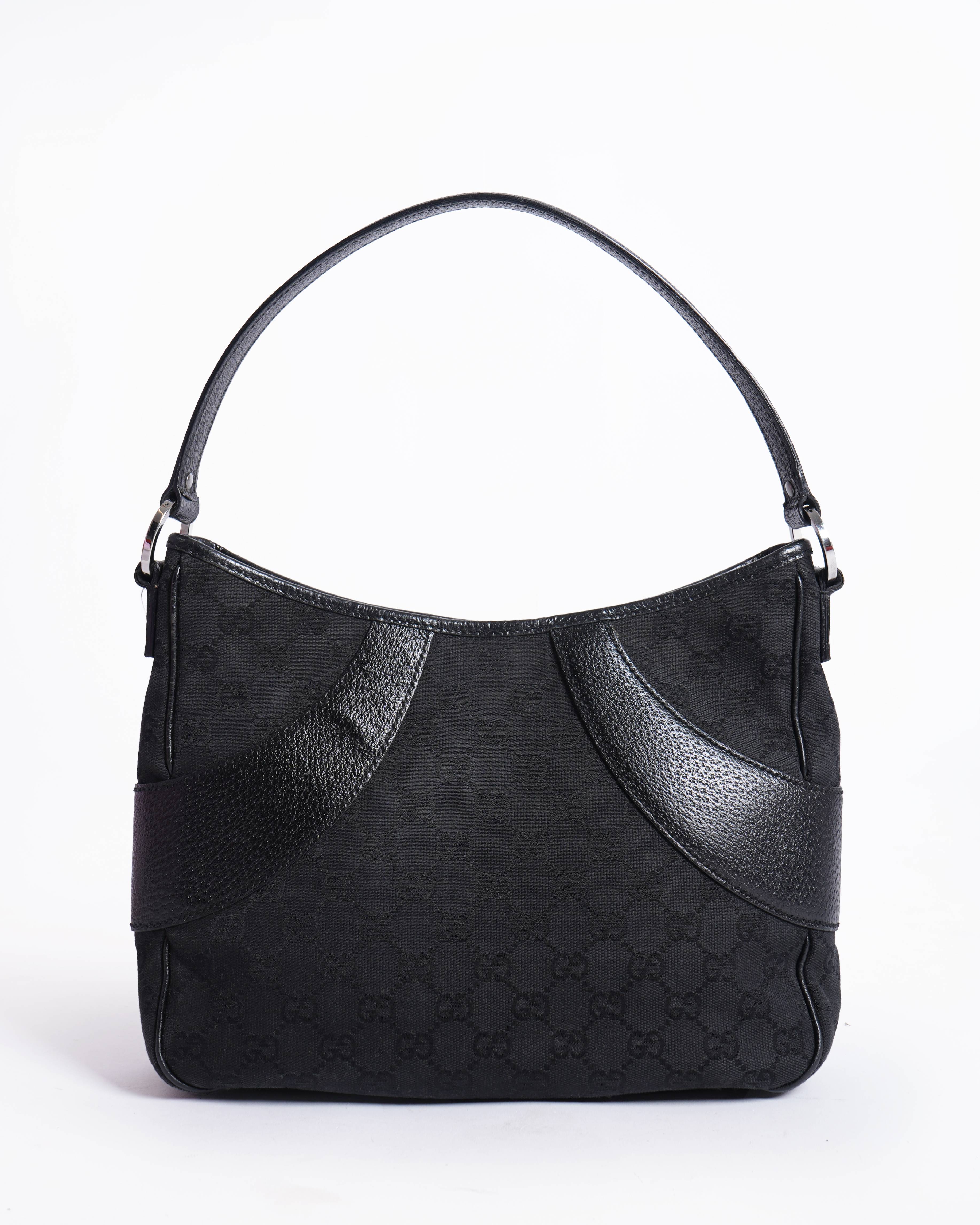 Gucci gg black canvas shoulder bag