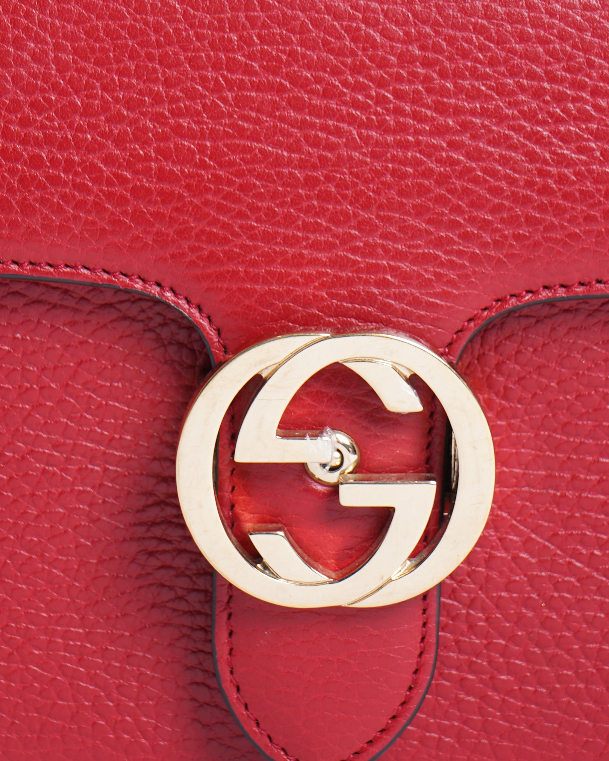 Gucci Red Interlocking Chain Leather Shoulder Bag