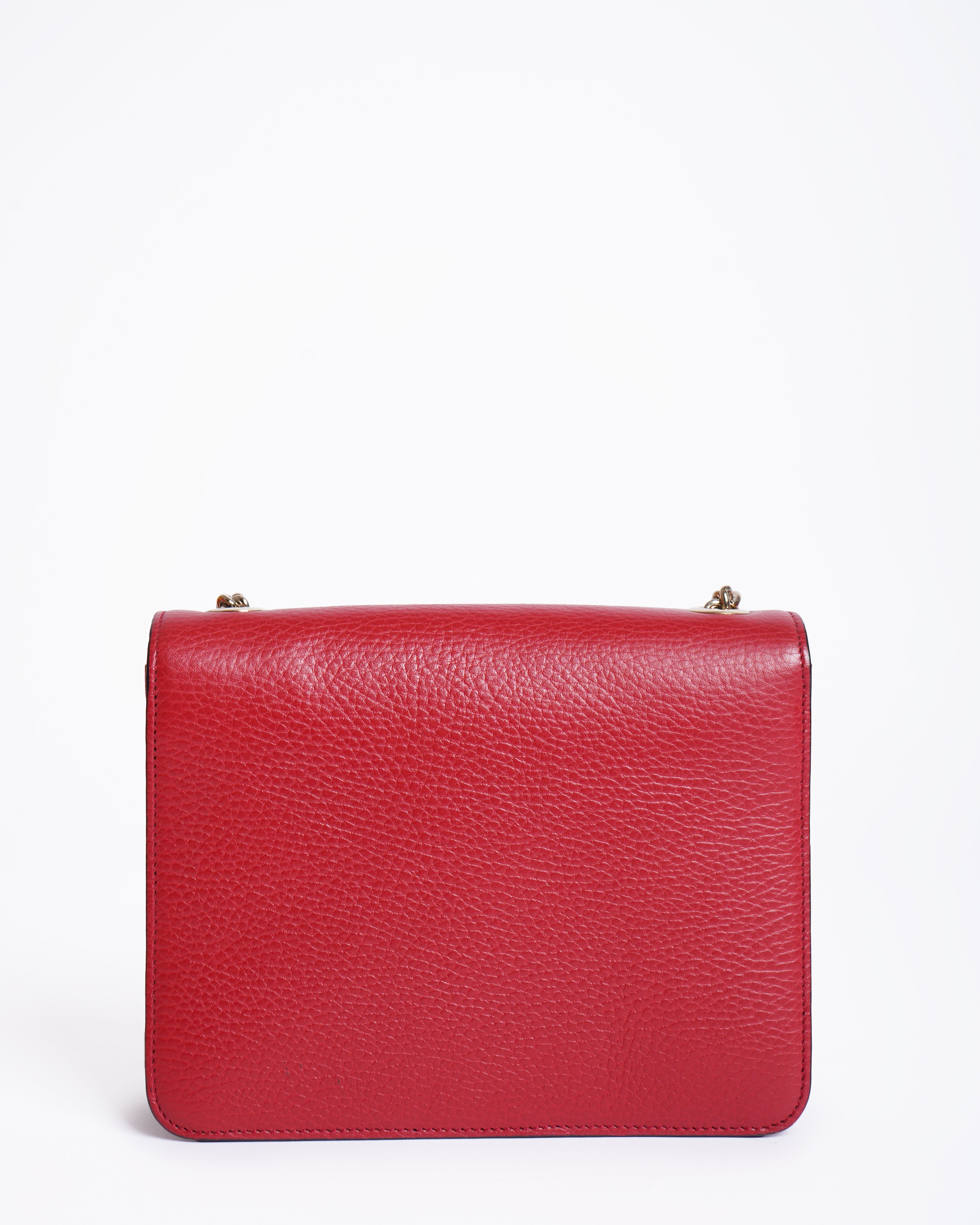 Gucci Red Interlocking Chain Leather Shoulder Bag