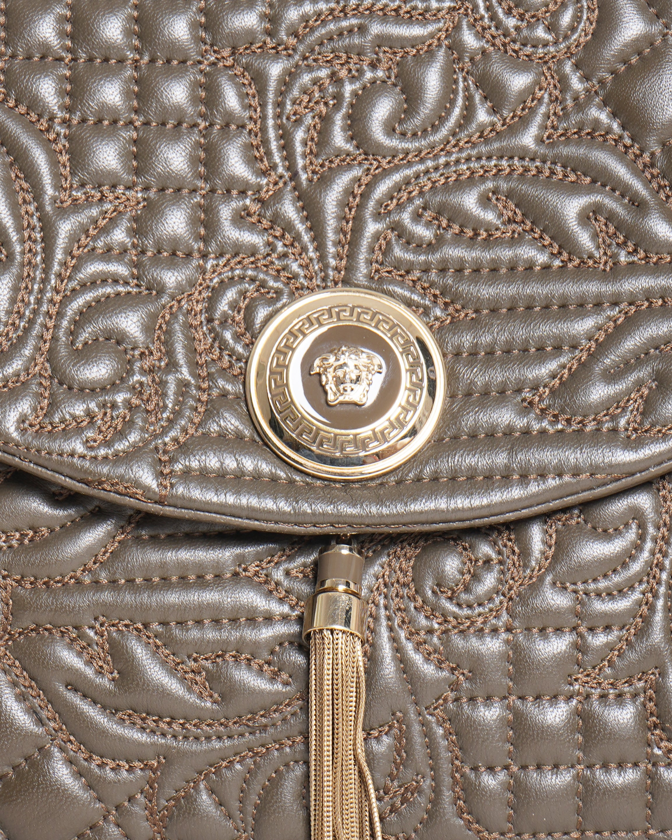 Versace altea baroque quilted top handle bag