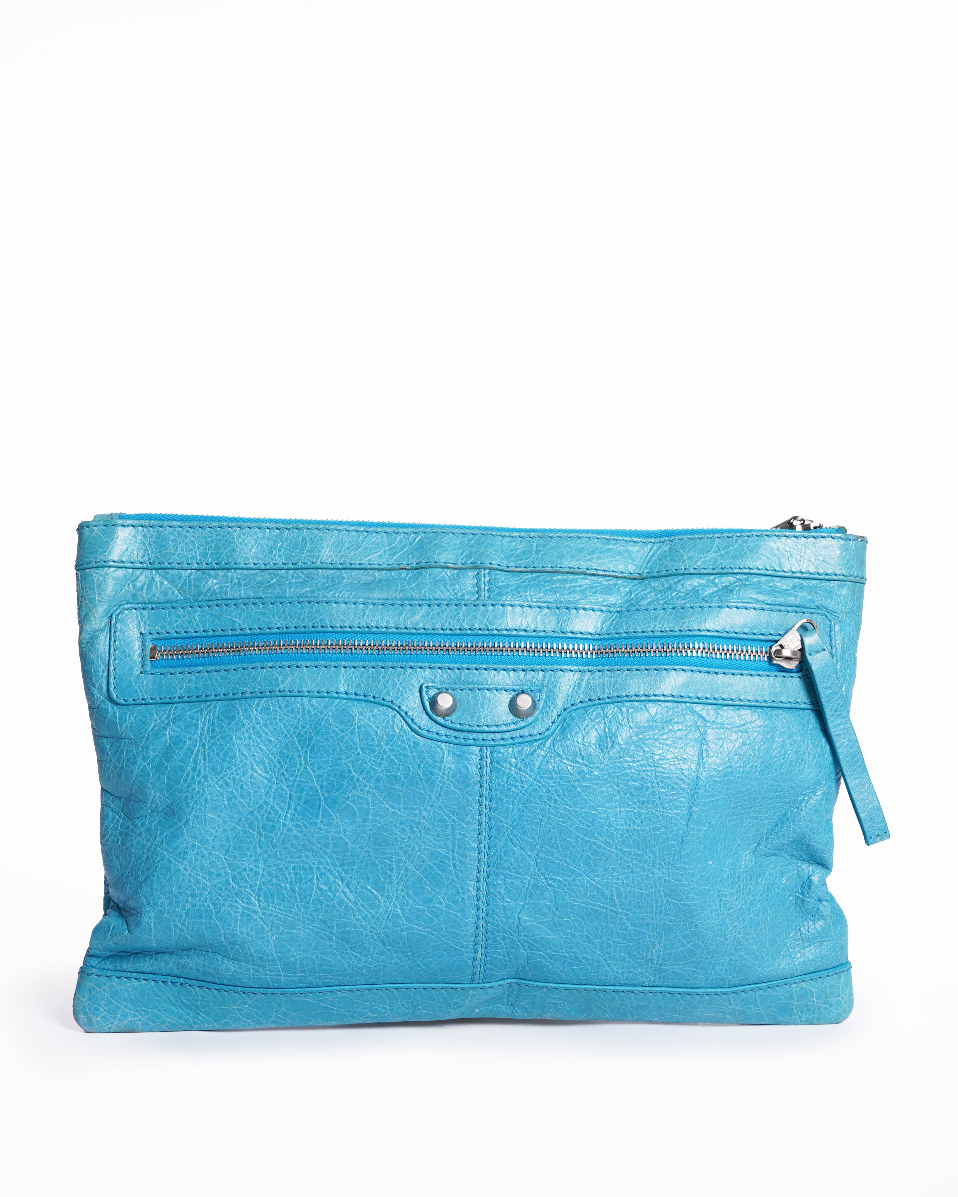 Balenciaga Blue Leather Classic City Clutch