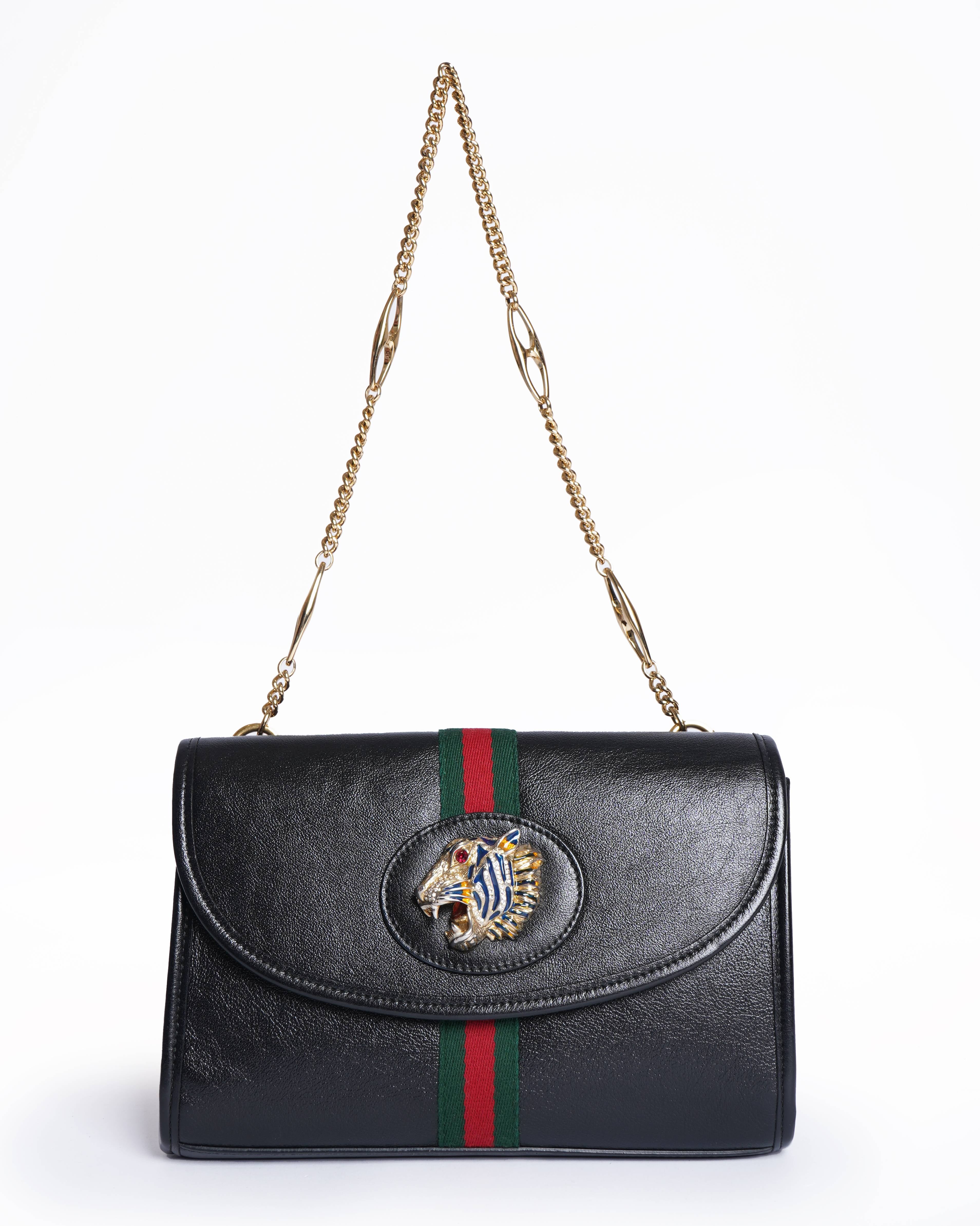 Gucci black leather small rajah shoulder bag
