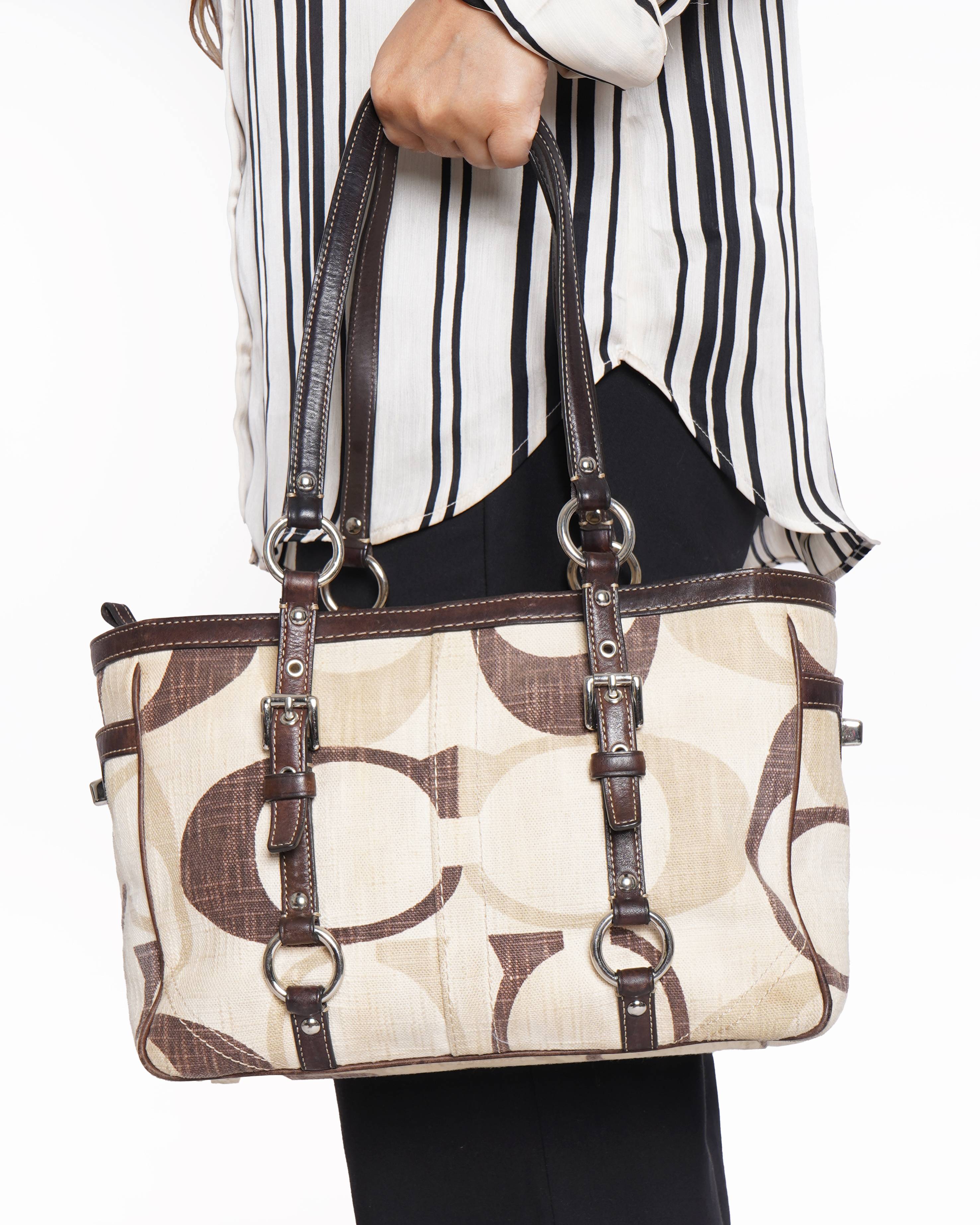 Coach Signature Shoulder Satchel Tote Handbag