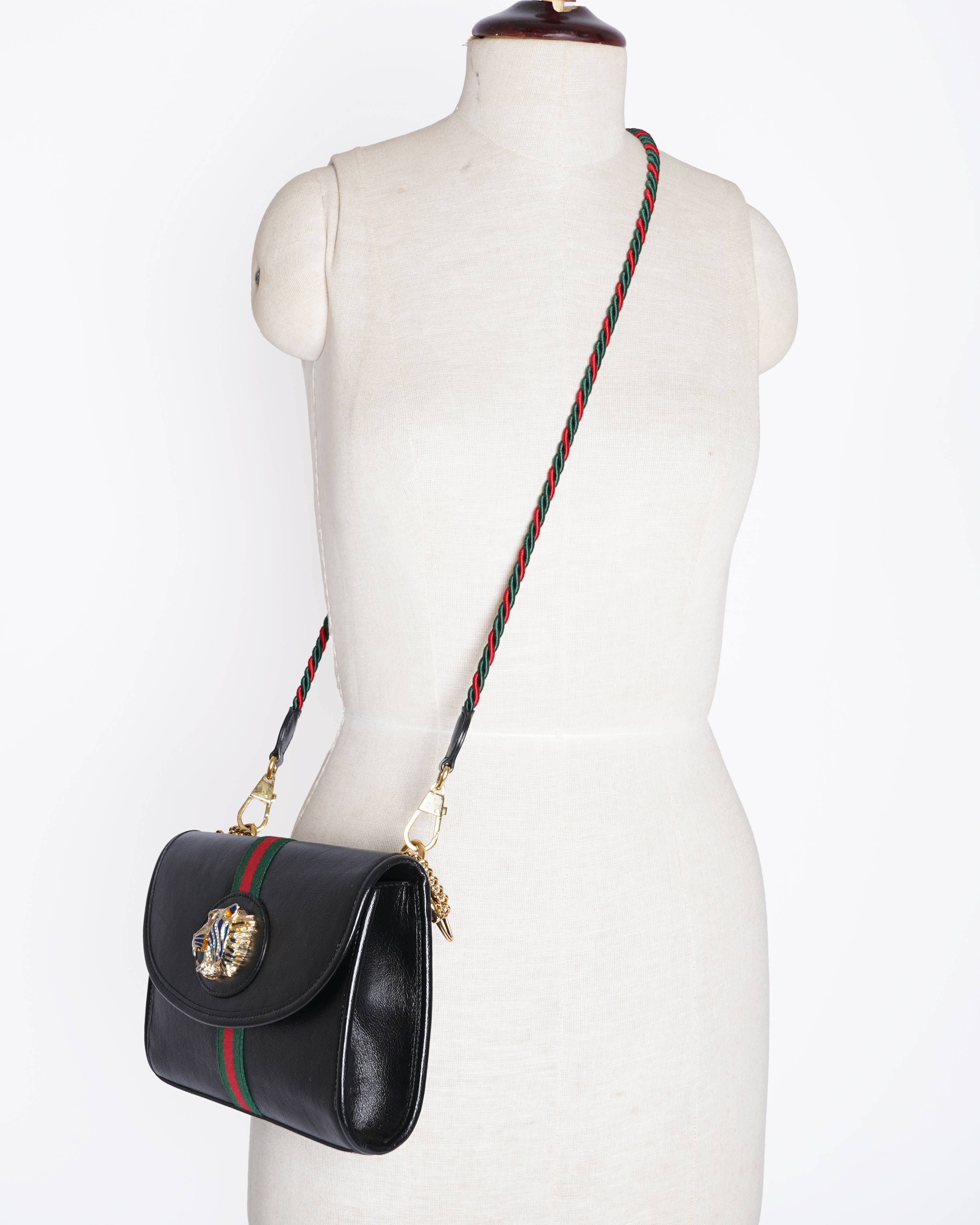 Gucci black leather small rajah shoulder bag