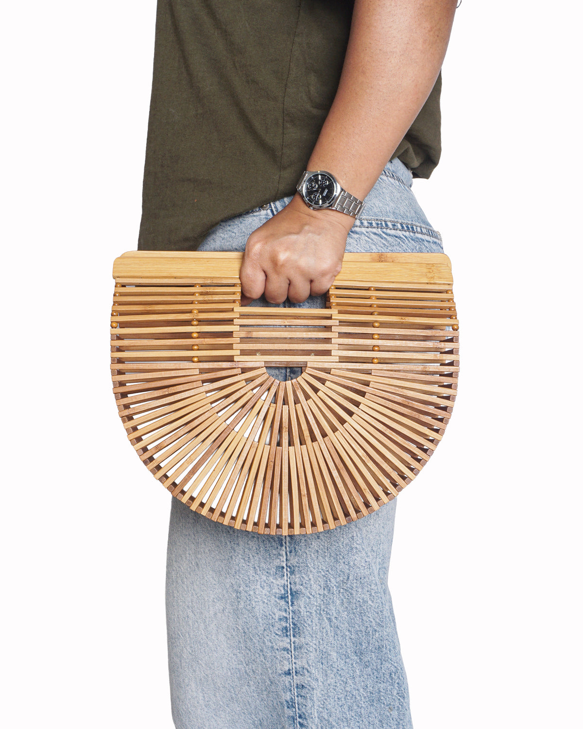 Cult Gaia Natural Bamboo Ark Clutch Bag