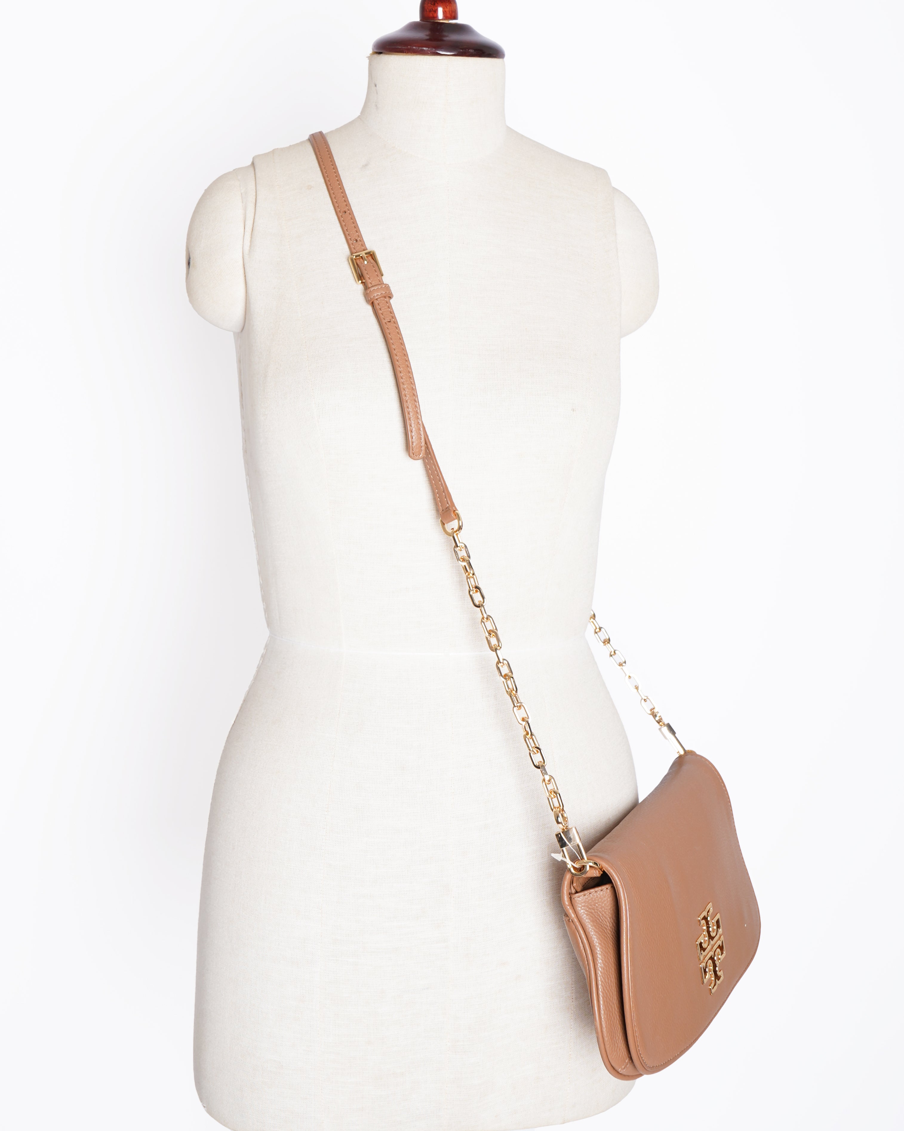 Tory Burch Brown Leather Britten Shoulder Bag
