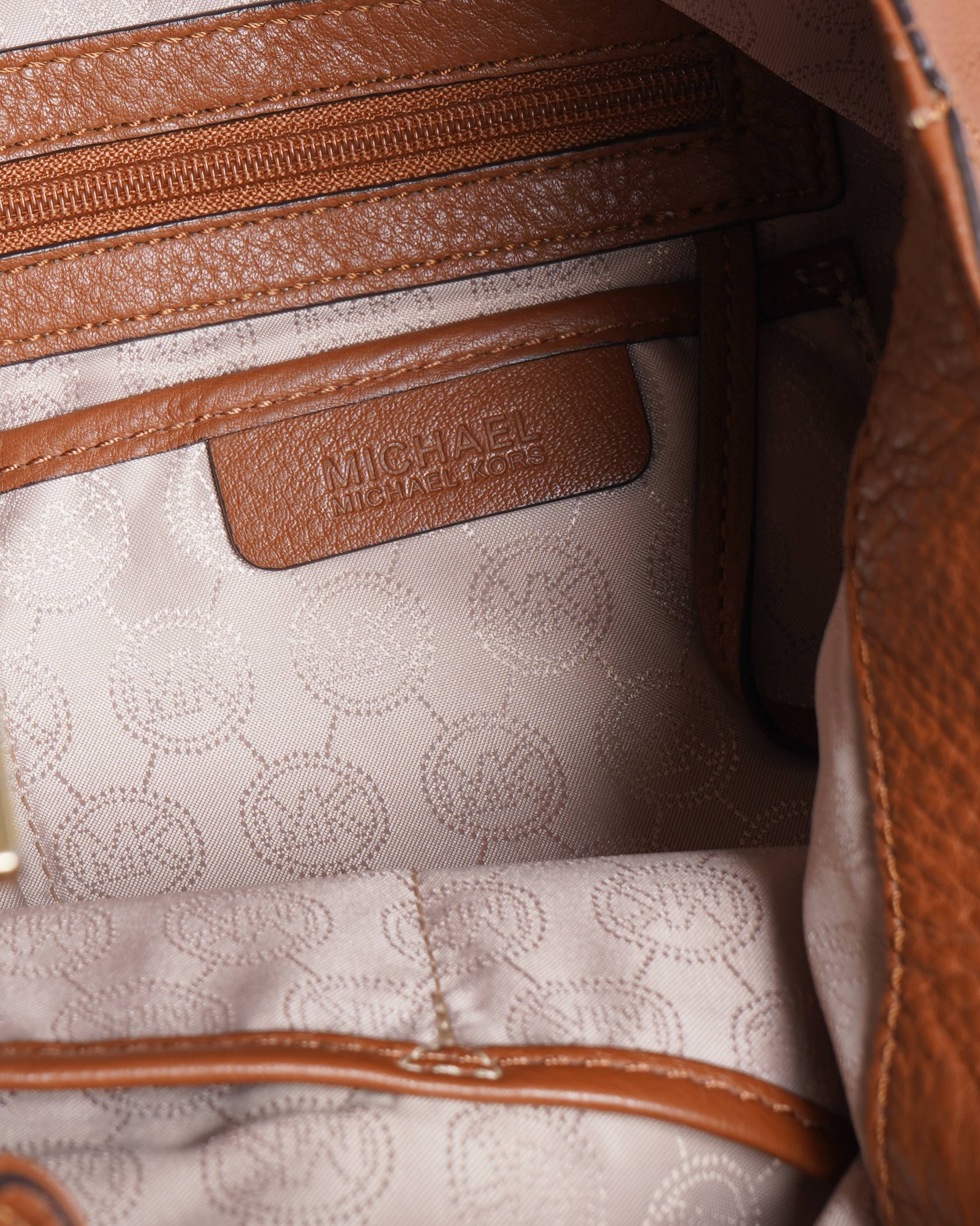 Michael Kors Brown Leather Camden Drawstring Hobo Shoulder Bag