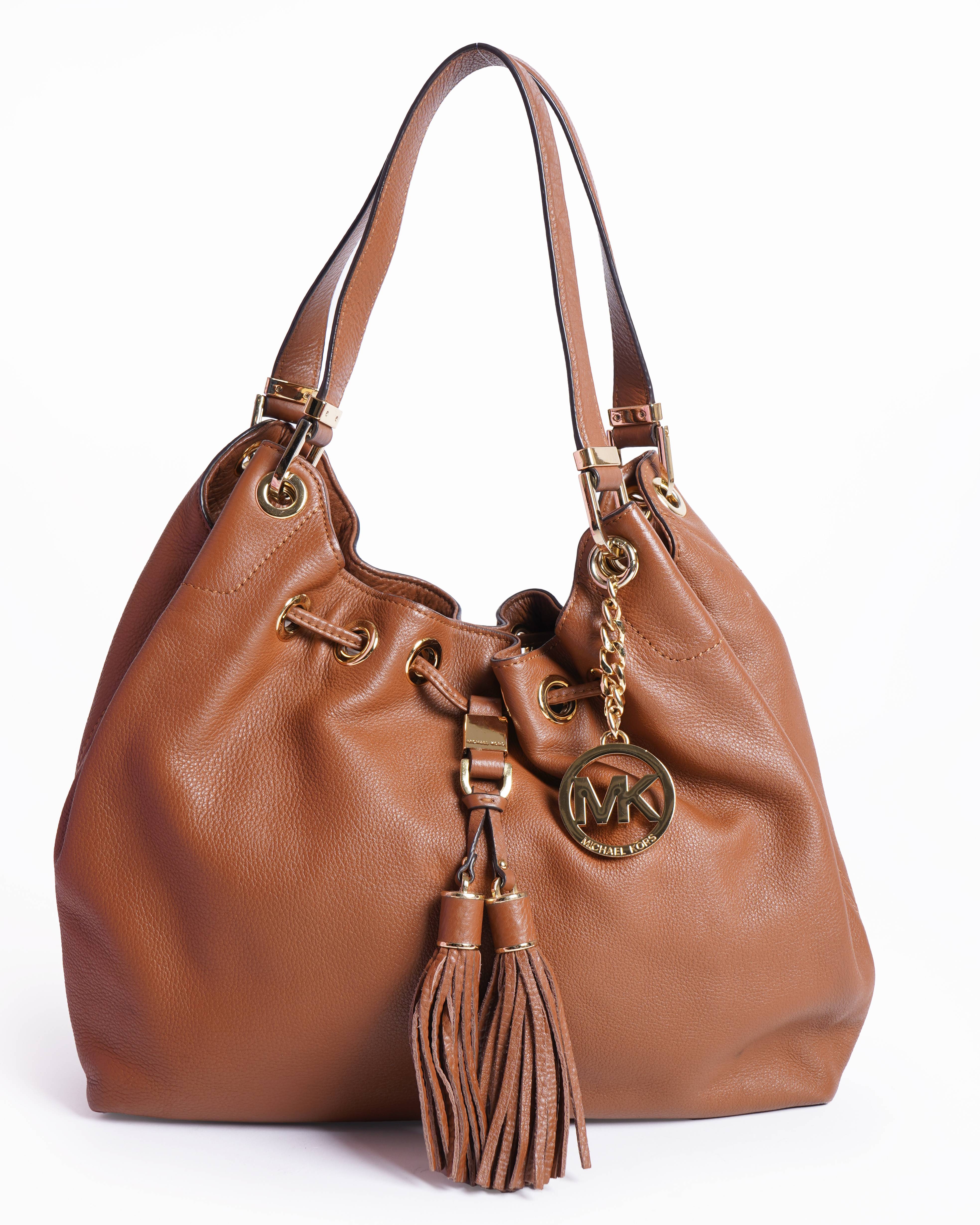 Michael Kors Brown Leather Camden Drawstring Hobo Shoulder Bag