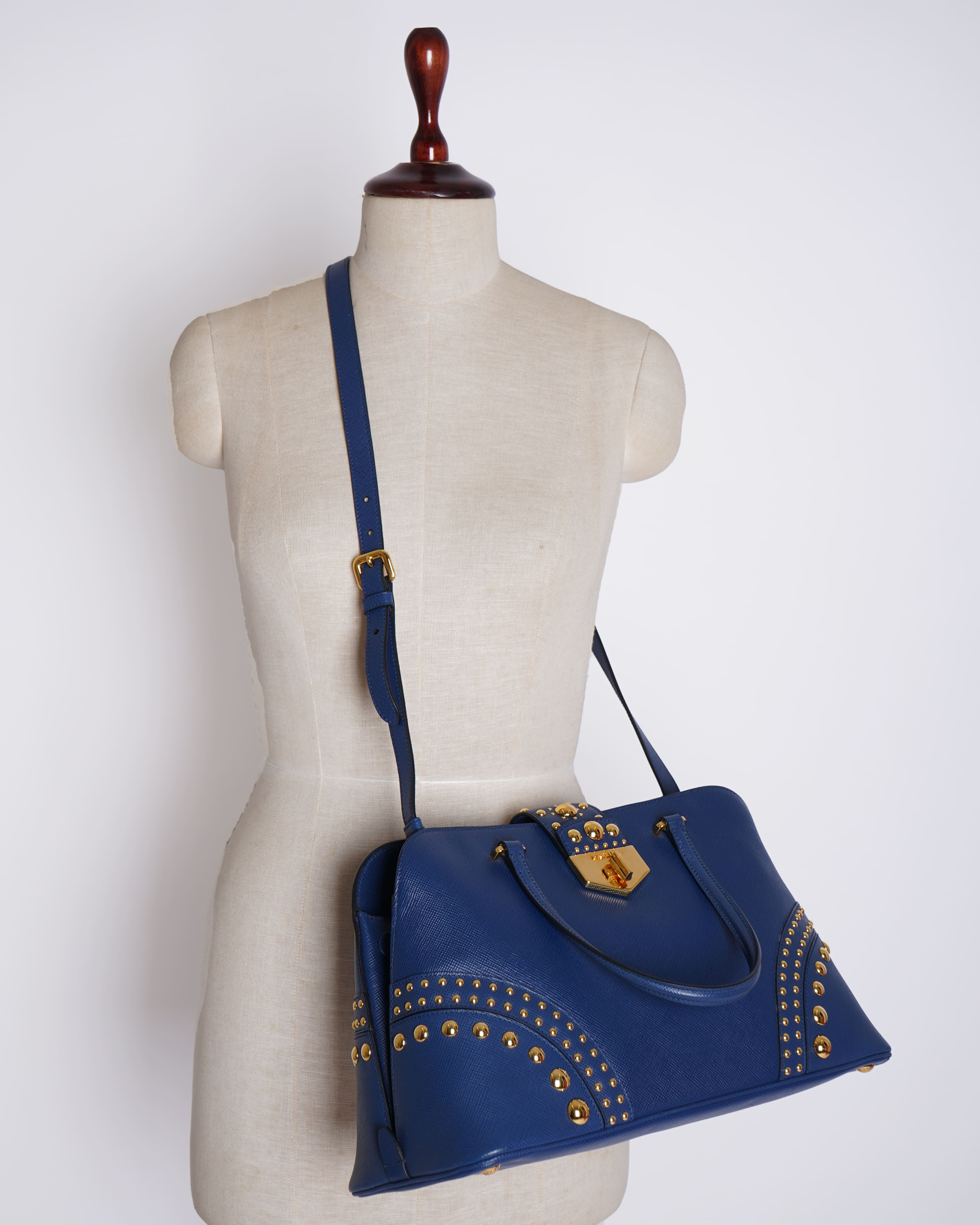 Prada Convertible Turlock Dome Satchel Studded bag