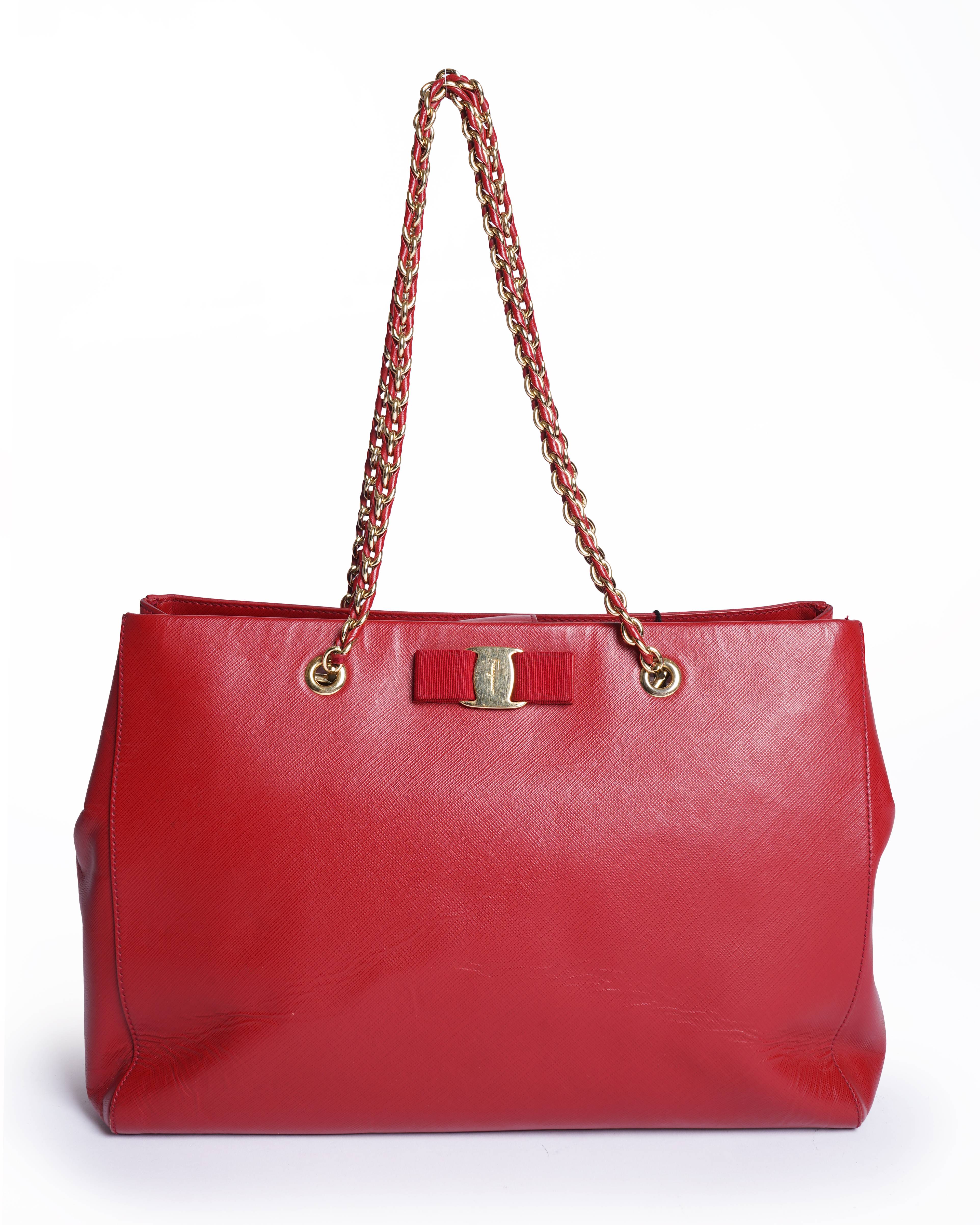 Salvatore ferragamo red me like tote bag