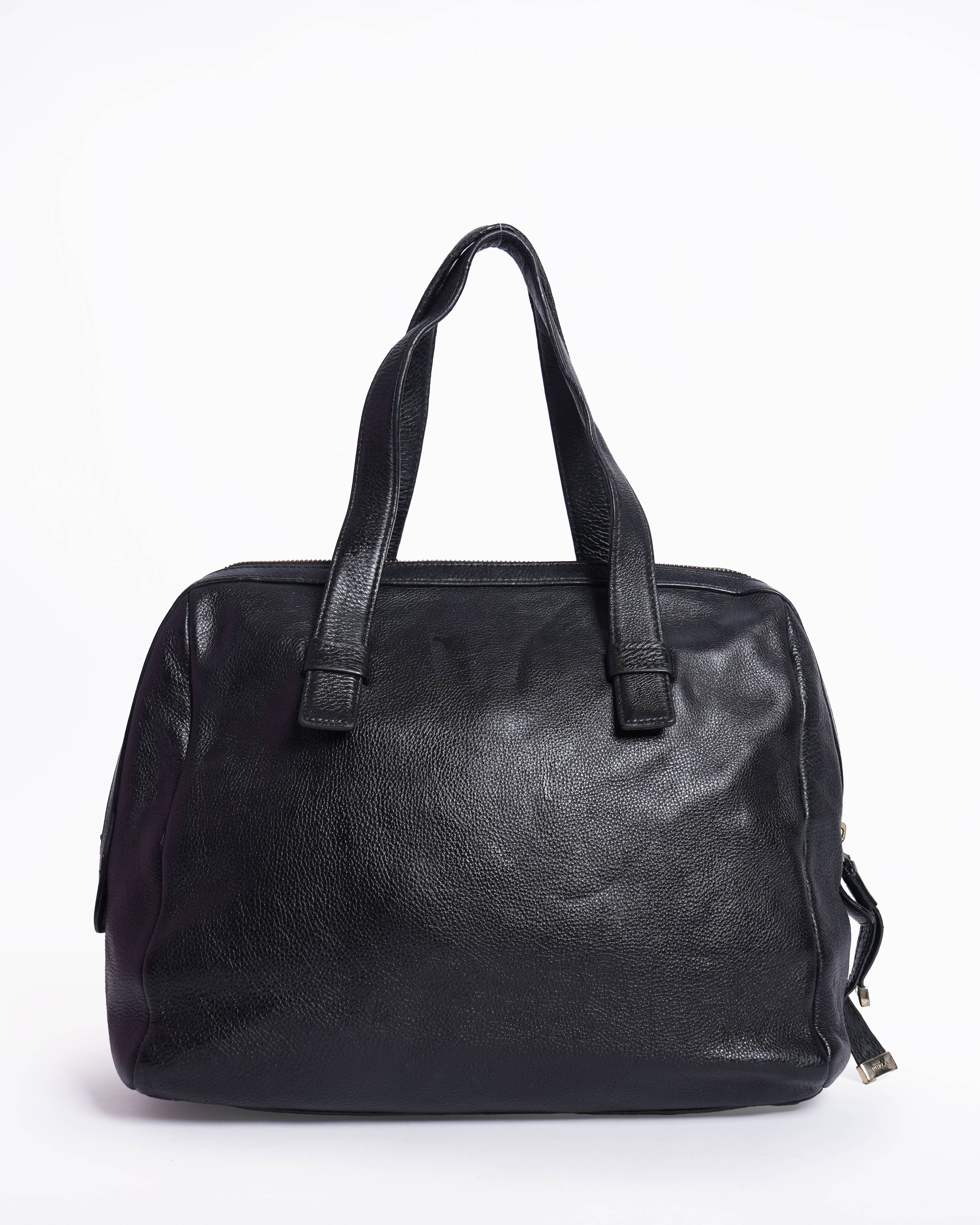 Furla 
black Grained leather hand bag