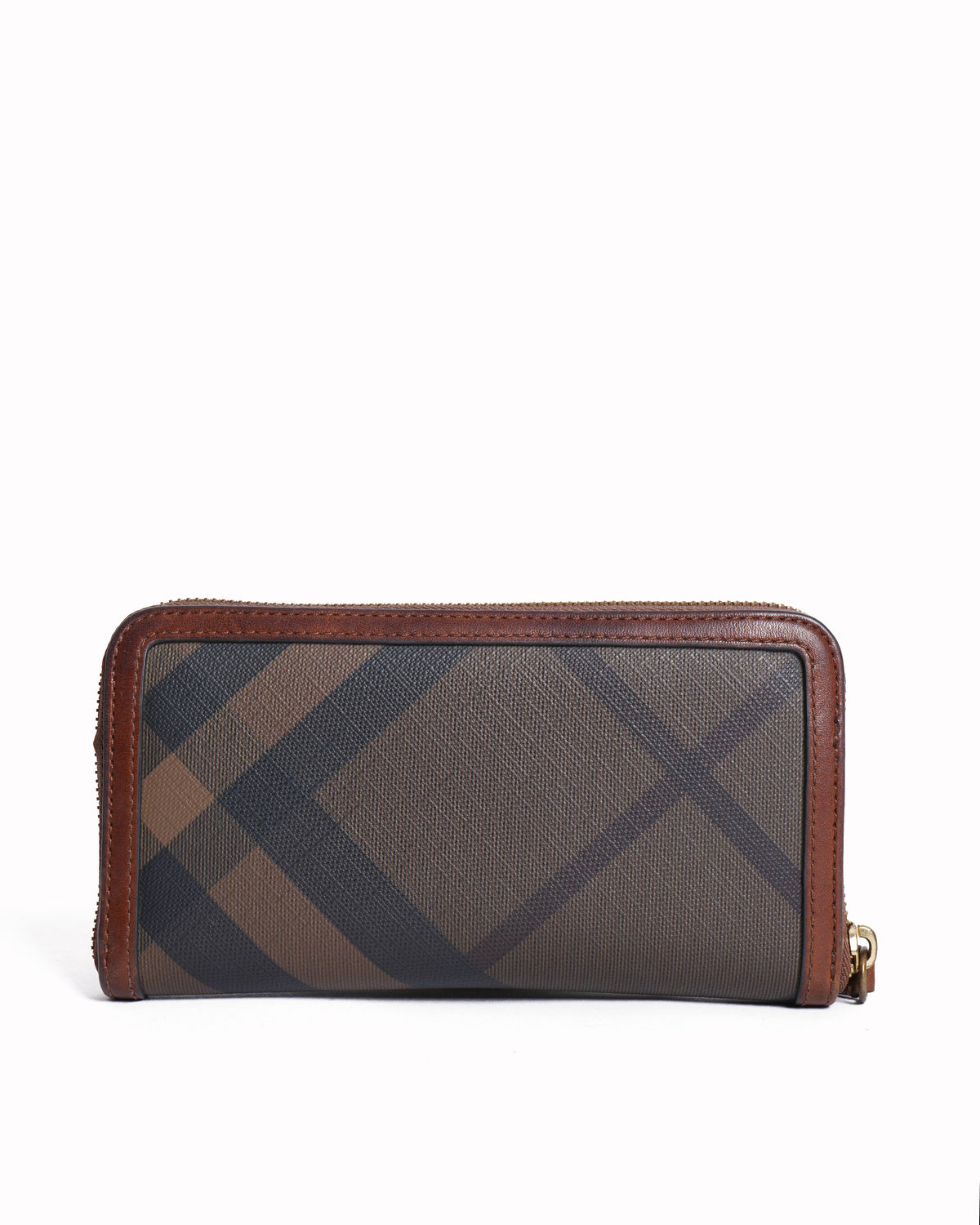 Burberry checkered zip around wallet