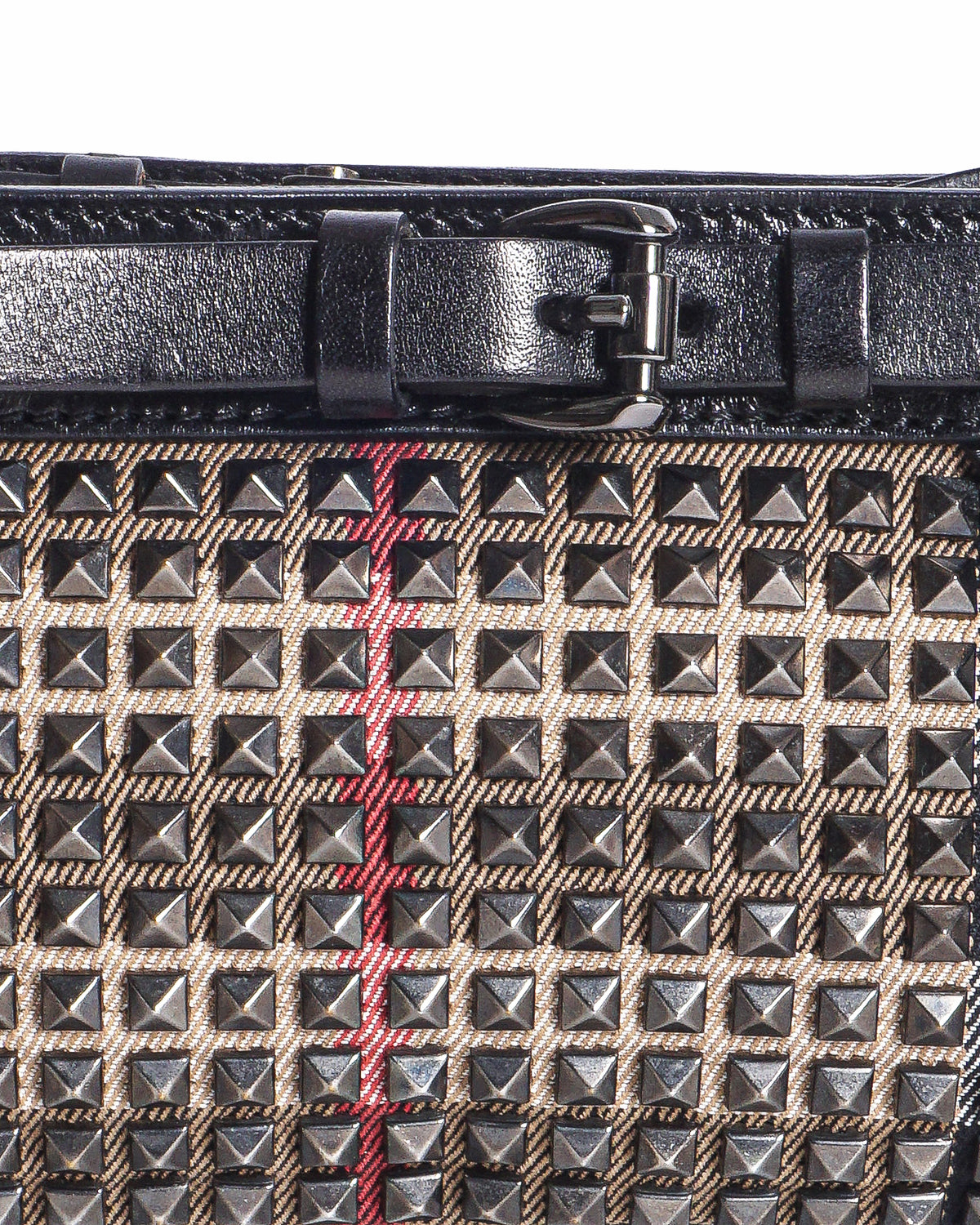 Burberry Studded Nova Check Canvas Barrel Clutch Bag