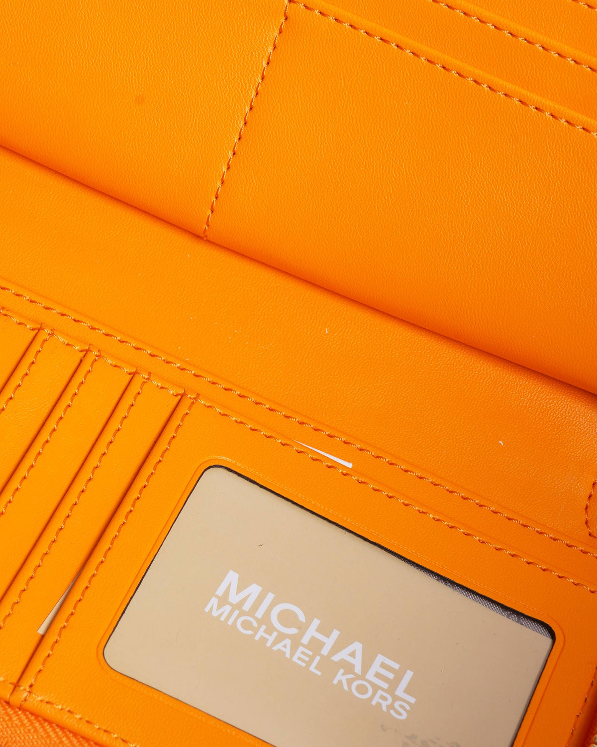 New Michael Kors Jet Set Travel Zip Around Wallet In Orange